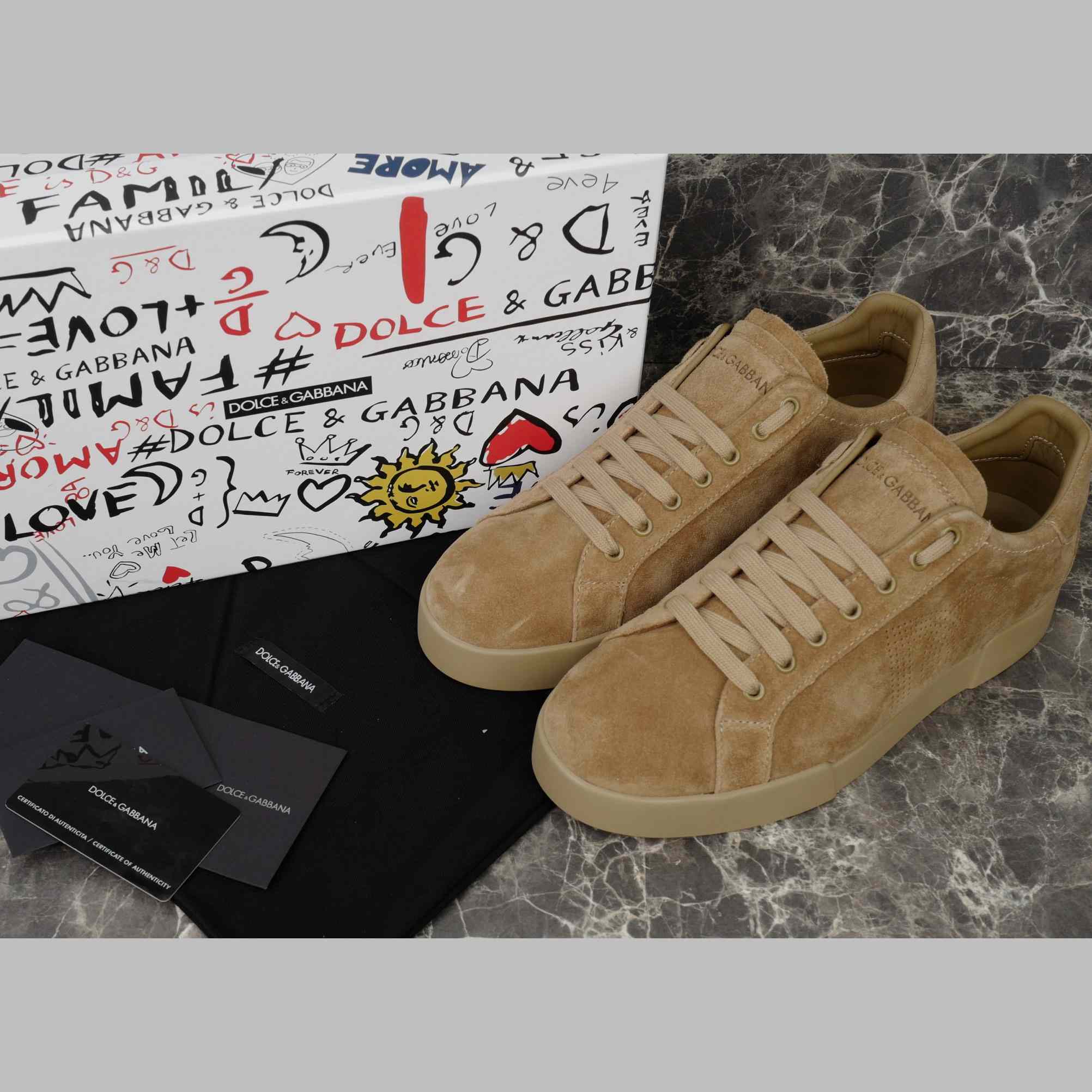 Dolce & Gabbana Calfskin Strobel Portofino Light Sneakers - FashionPlug