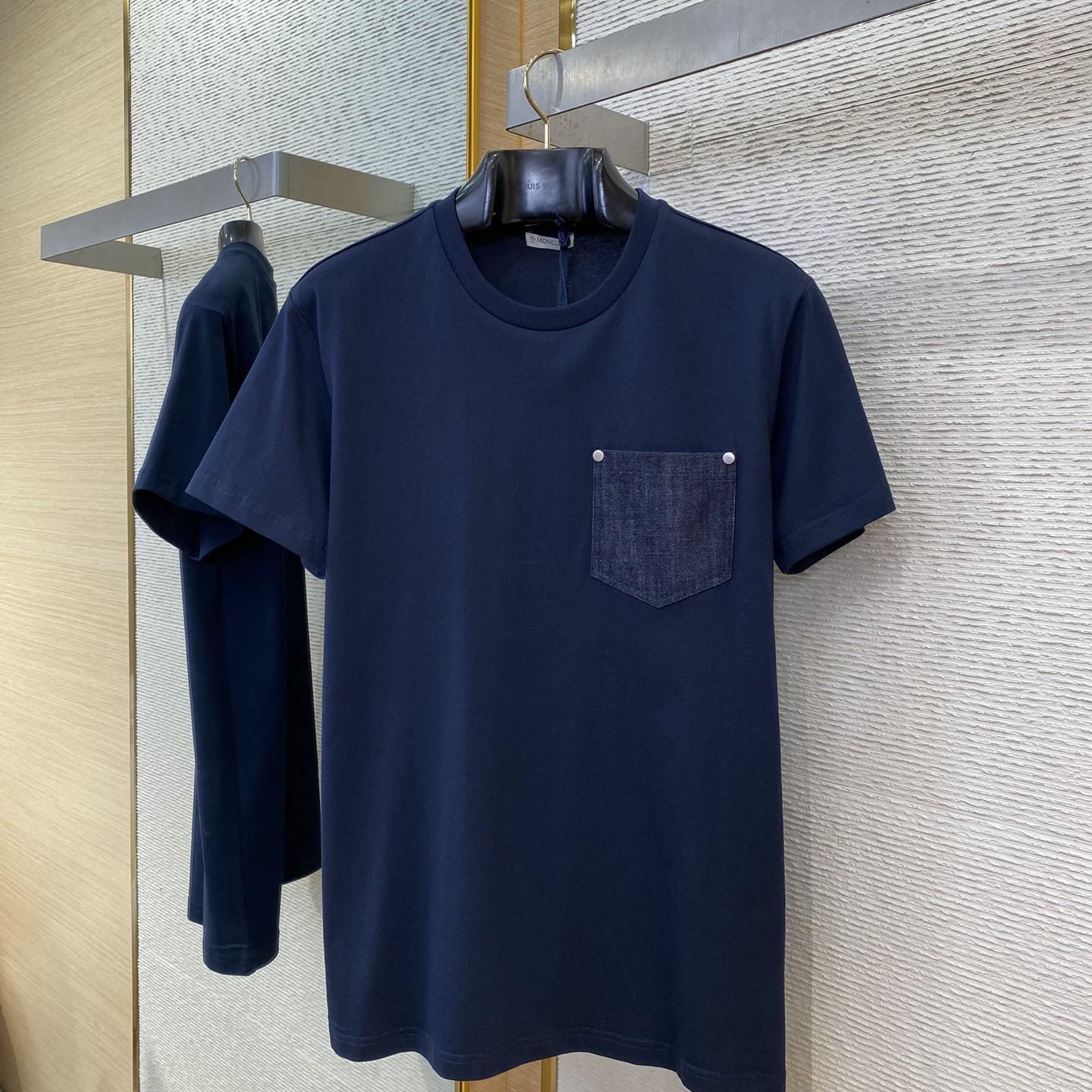 Moncler Cotton & Denim T-shirt With Pocket - FashionPlug