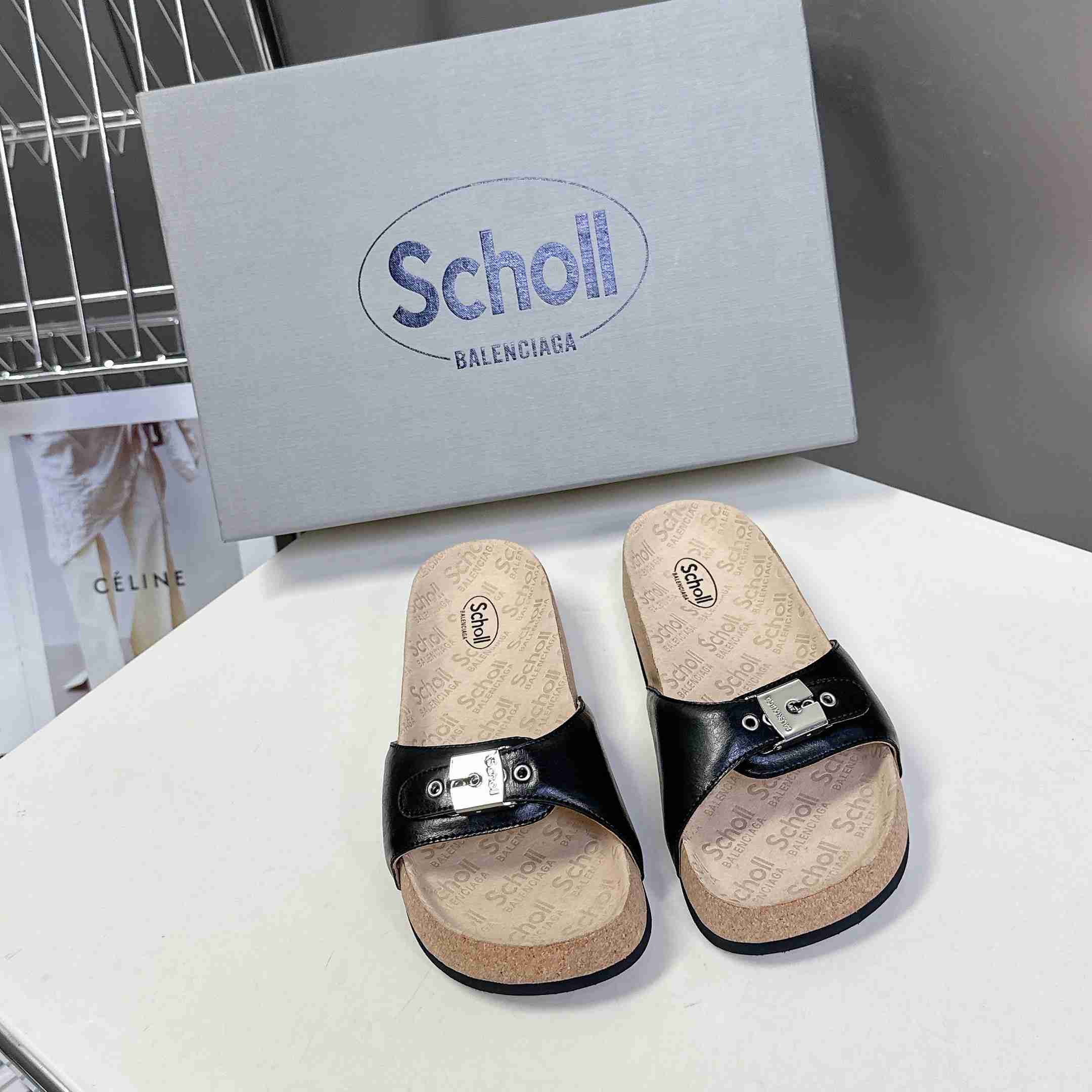 Balenciaga Scholl Flat Sandal In Black - FashionPlug