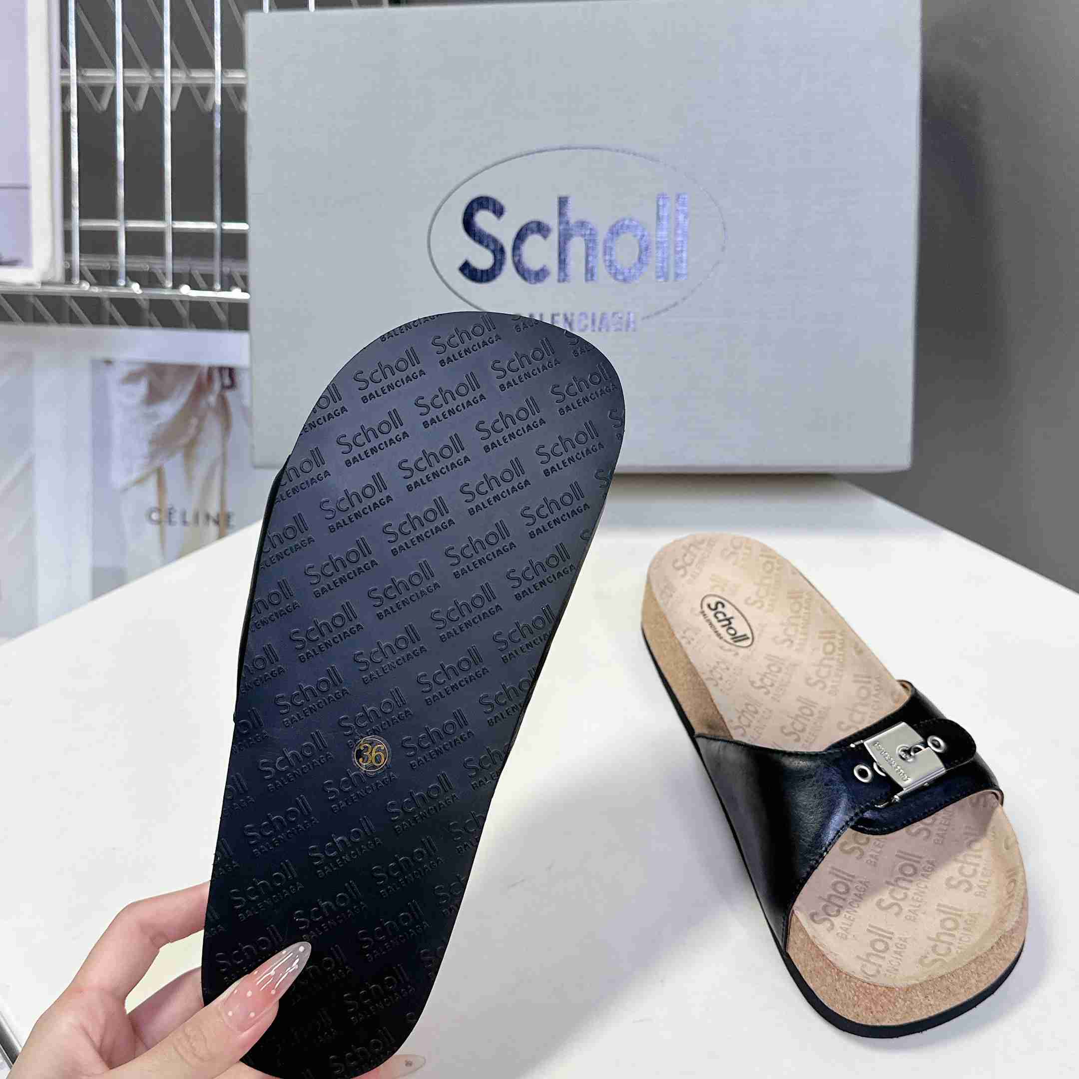 Balenciaga Scholl Flat Sandal In Black - FashionPlug