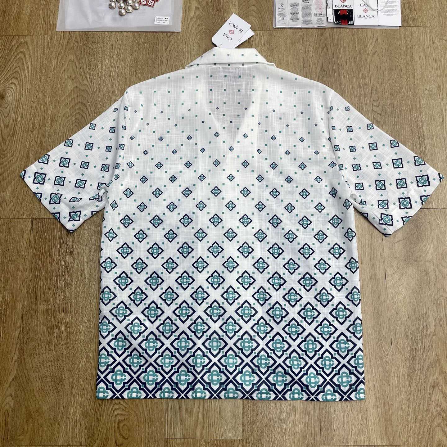 Casablanca Gradient Monogram Short Sleeve Silk Shirt  CA3537 - FashionPlug