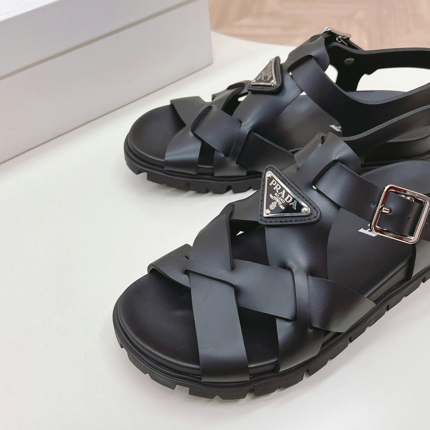 Prada Crisscross Rubber Sandals - FashionPlug