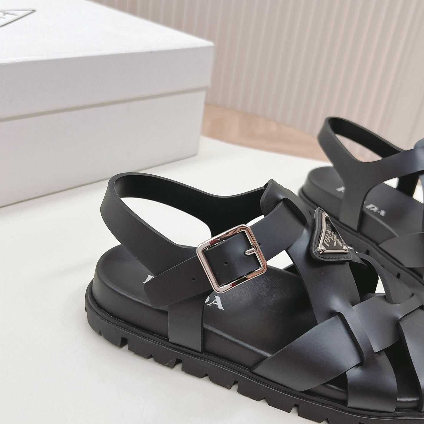 Prada Crisscross Rubber Sandals - FashionPlug