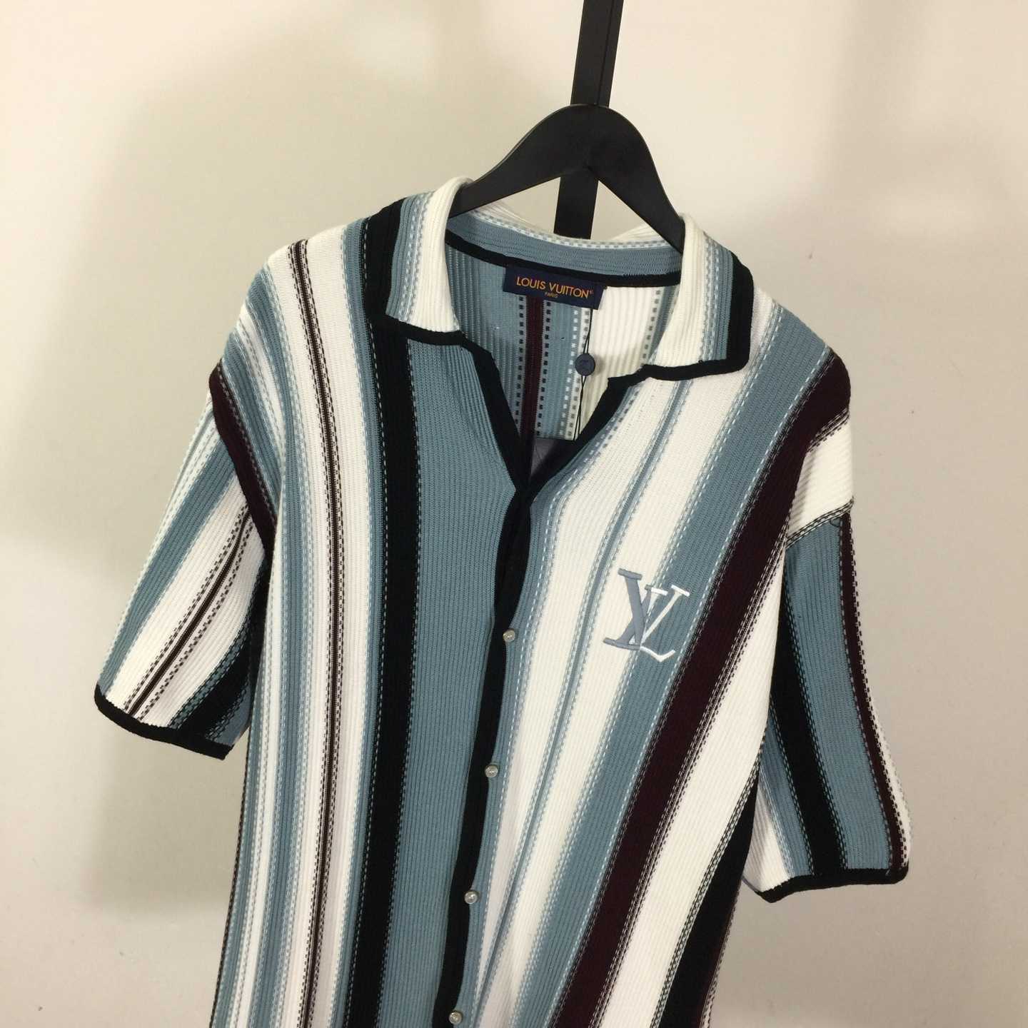 Louis Vuitton Striped Crochet Short-Sleeved Shirt   1AHVOO - FashionPlug