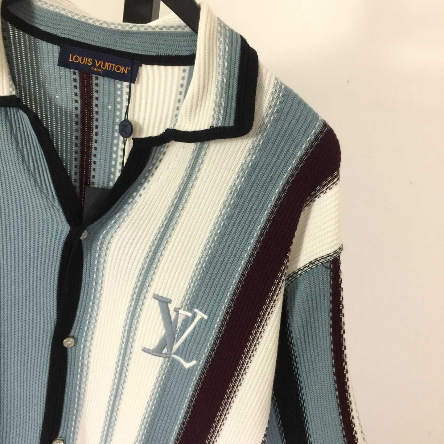 Louis Vuitton Striped Crochet Short-Sleeved Shirt   1AHVOO - FashionPlug