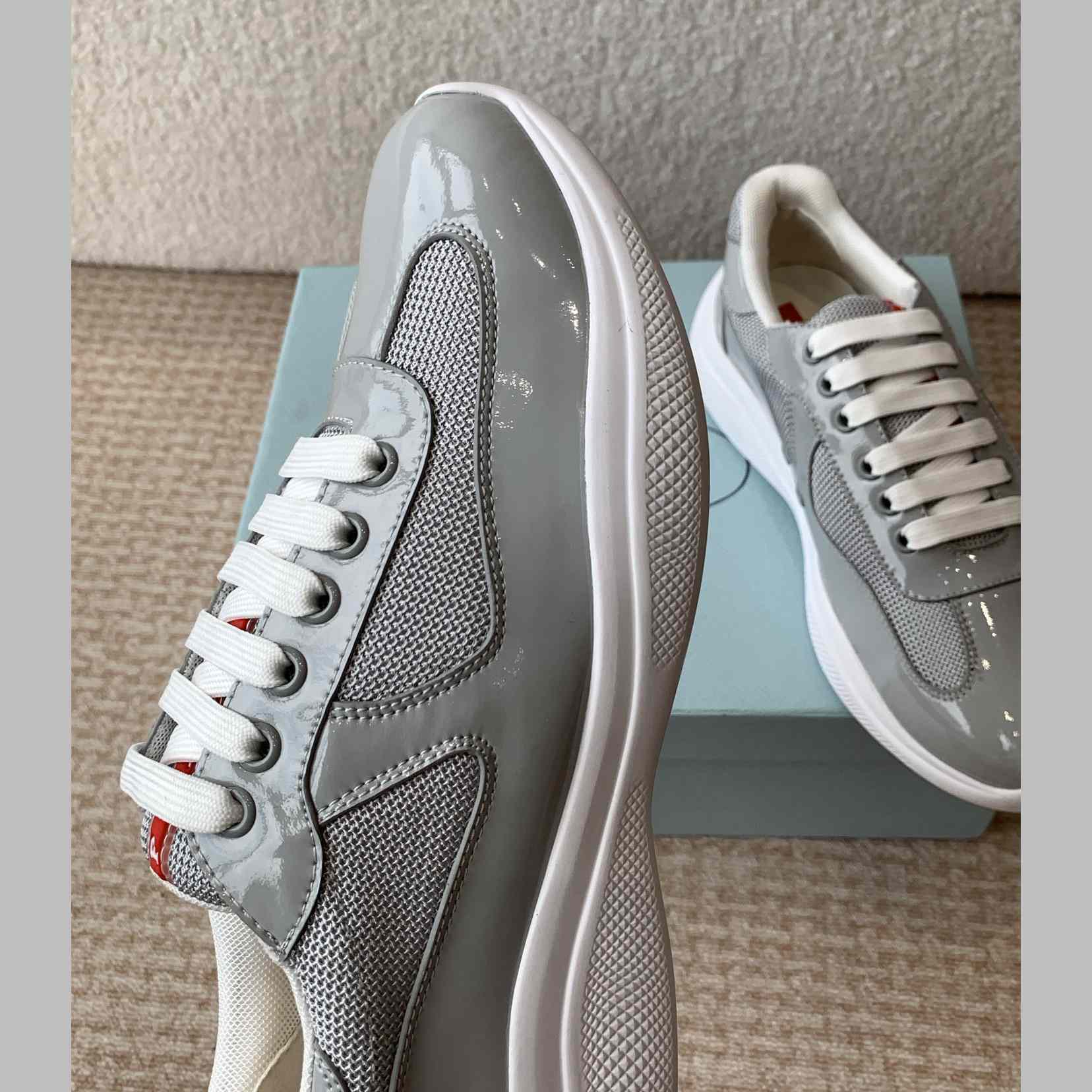 Patent Leather And Technical Fabric Prada America's Cup Sneakers - FashionPlug