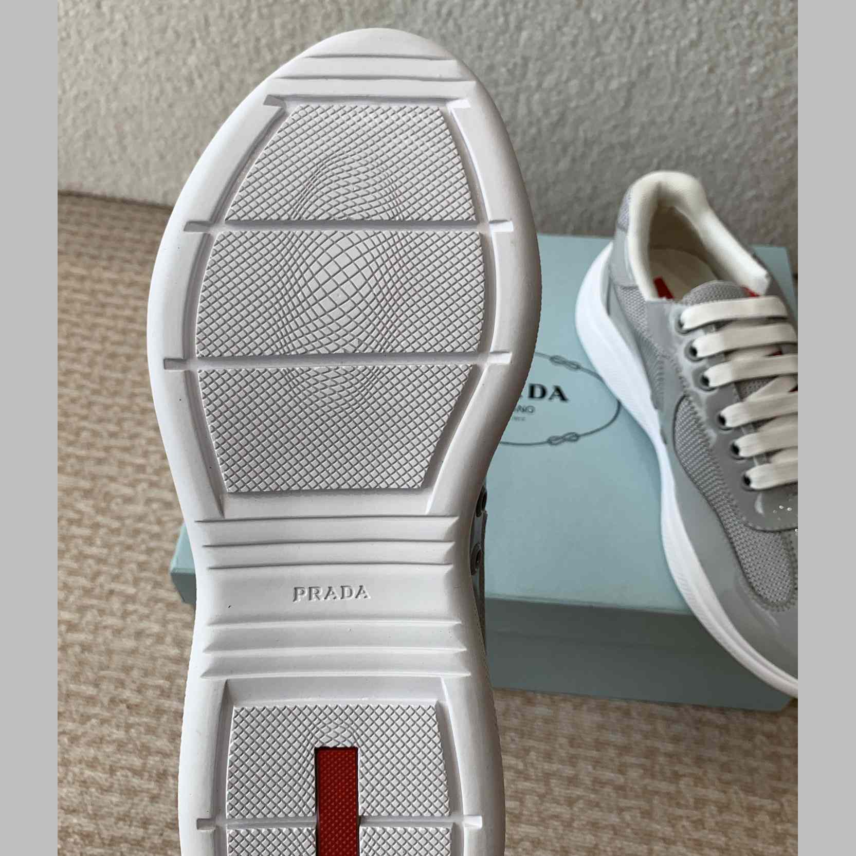 Patent Leather And Technical Fabric Prada America's Cup Sneakers - FashionPlug