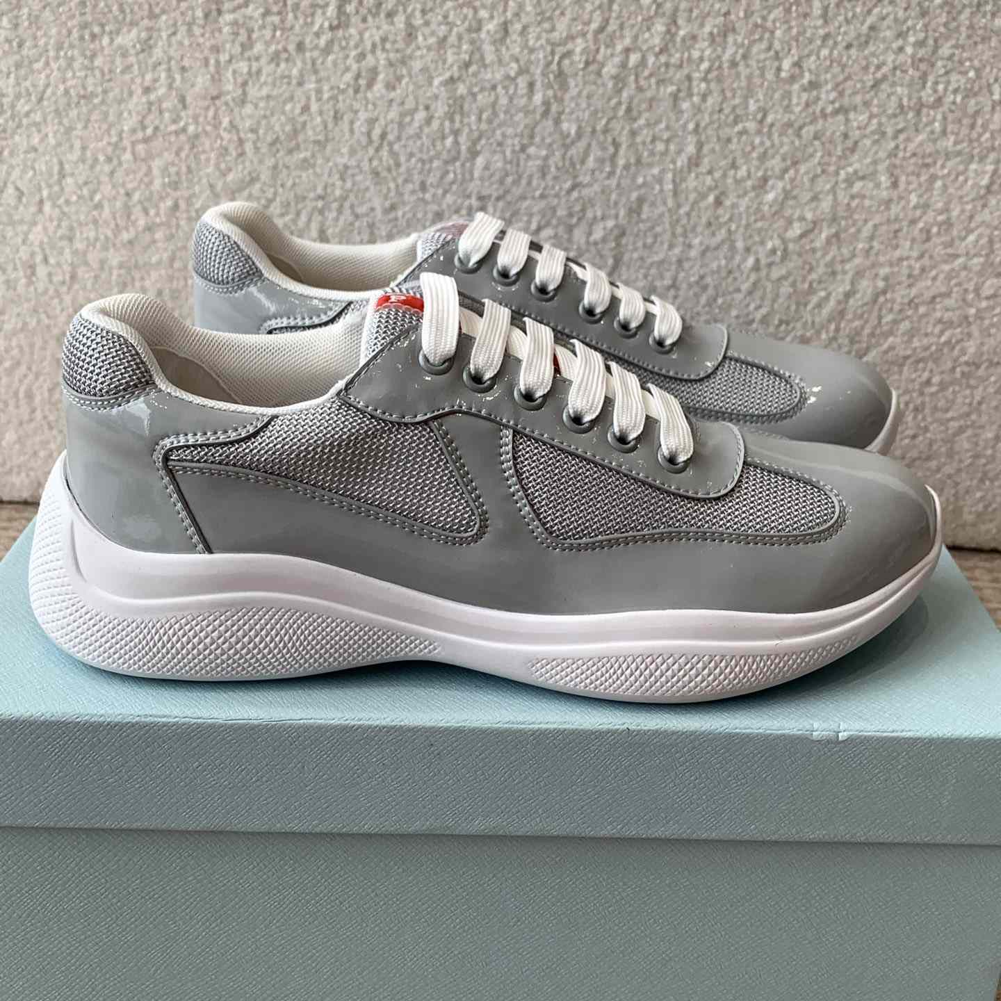 Patent Leather And Technical Fabric Prada America's Cup Sneakers - FashionPlug