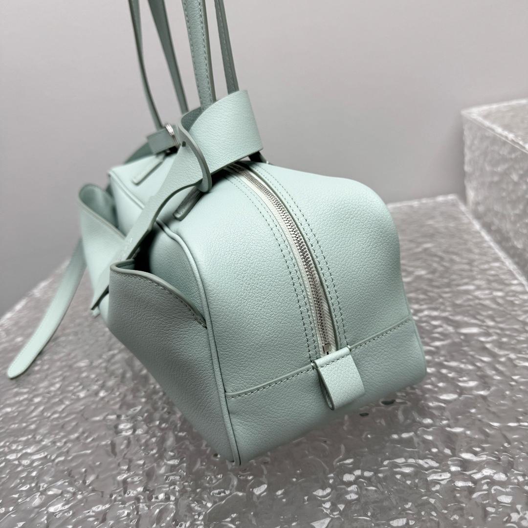 Balenciaga Carrie Bowling Bag Small In Mineral Green - FashionPlug