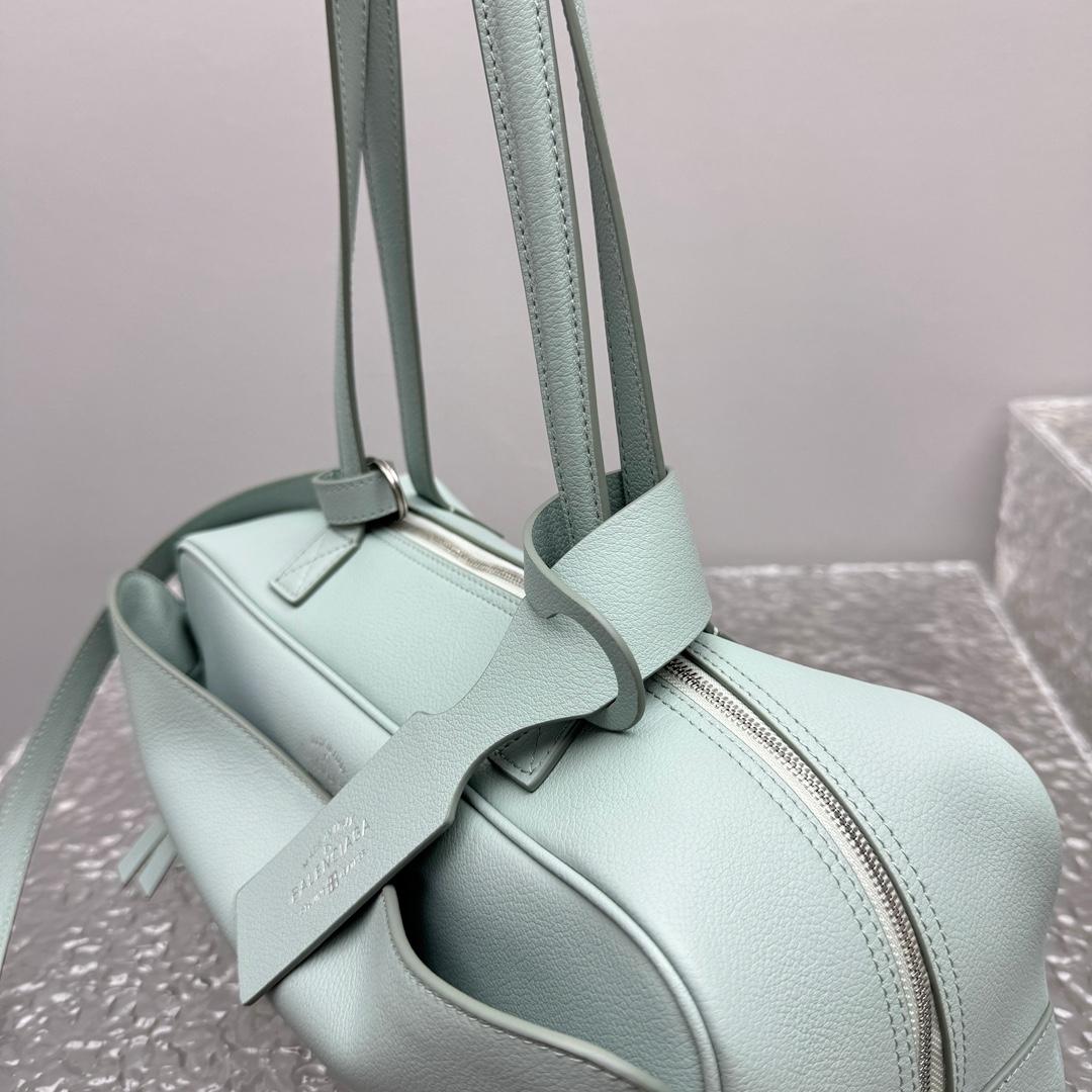 Balenciaga Carrie Bowling Bag Small In Mineral Green - FashionPlug