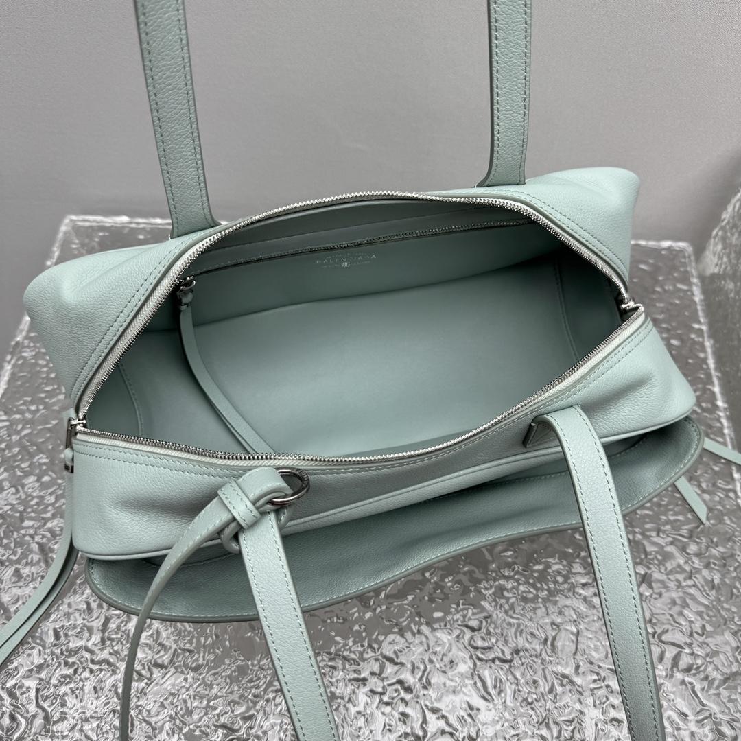 Balenciaga Carrie Bowling Bag Small In Mineral Green - FashionPlug
