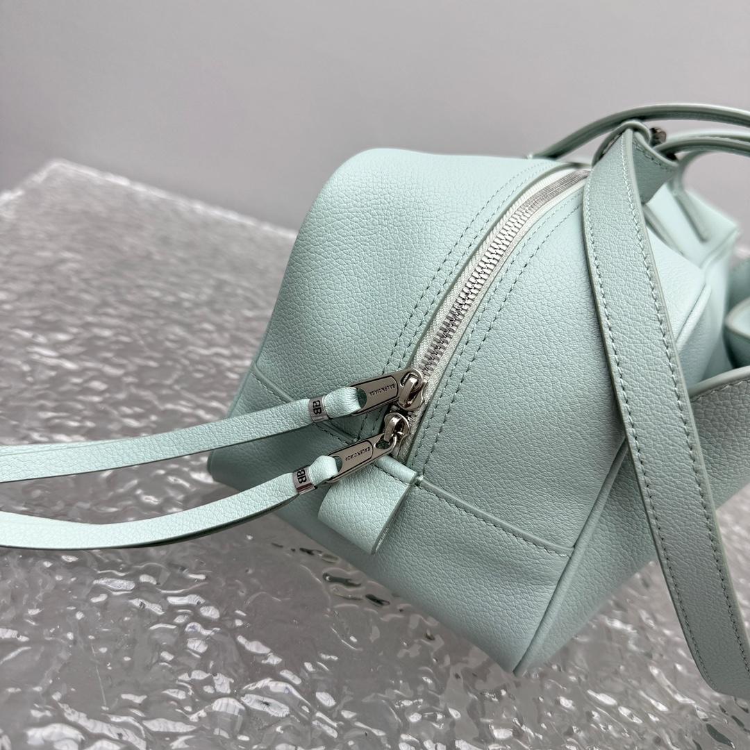 Balenciaga Carrie Bowling Bag Small In Mineral Green - FashionPlug