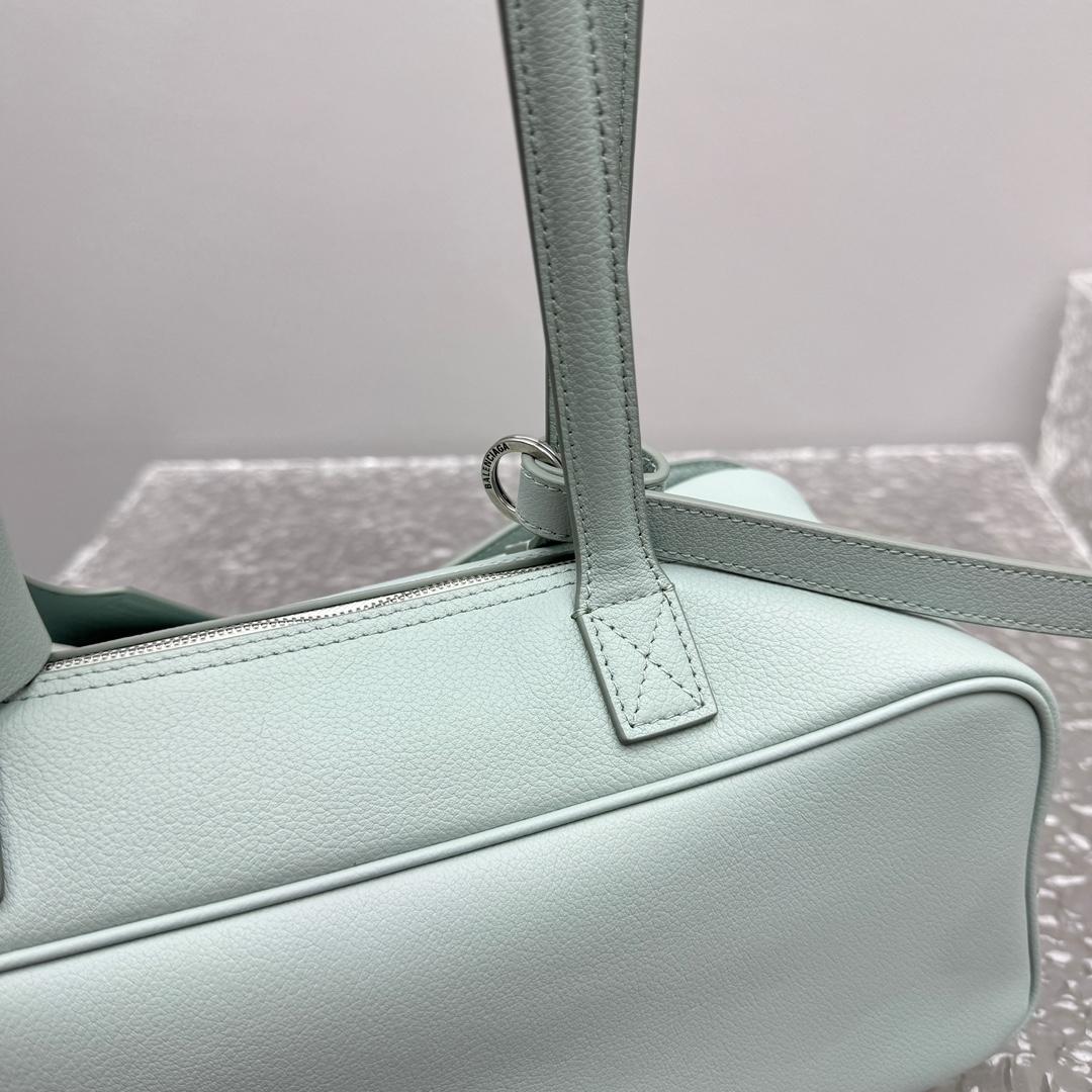 Balenciaga Carrie Bowling Bag Small In Mineral Green - FashionPlug