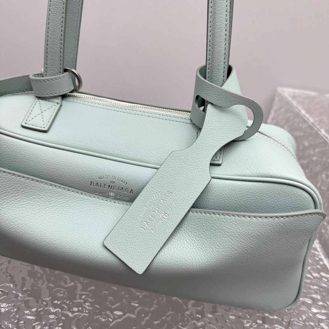 Balenciaga Carrie Bowling Bag Small In Mineral Green - FashionPlug
