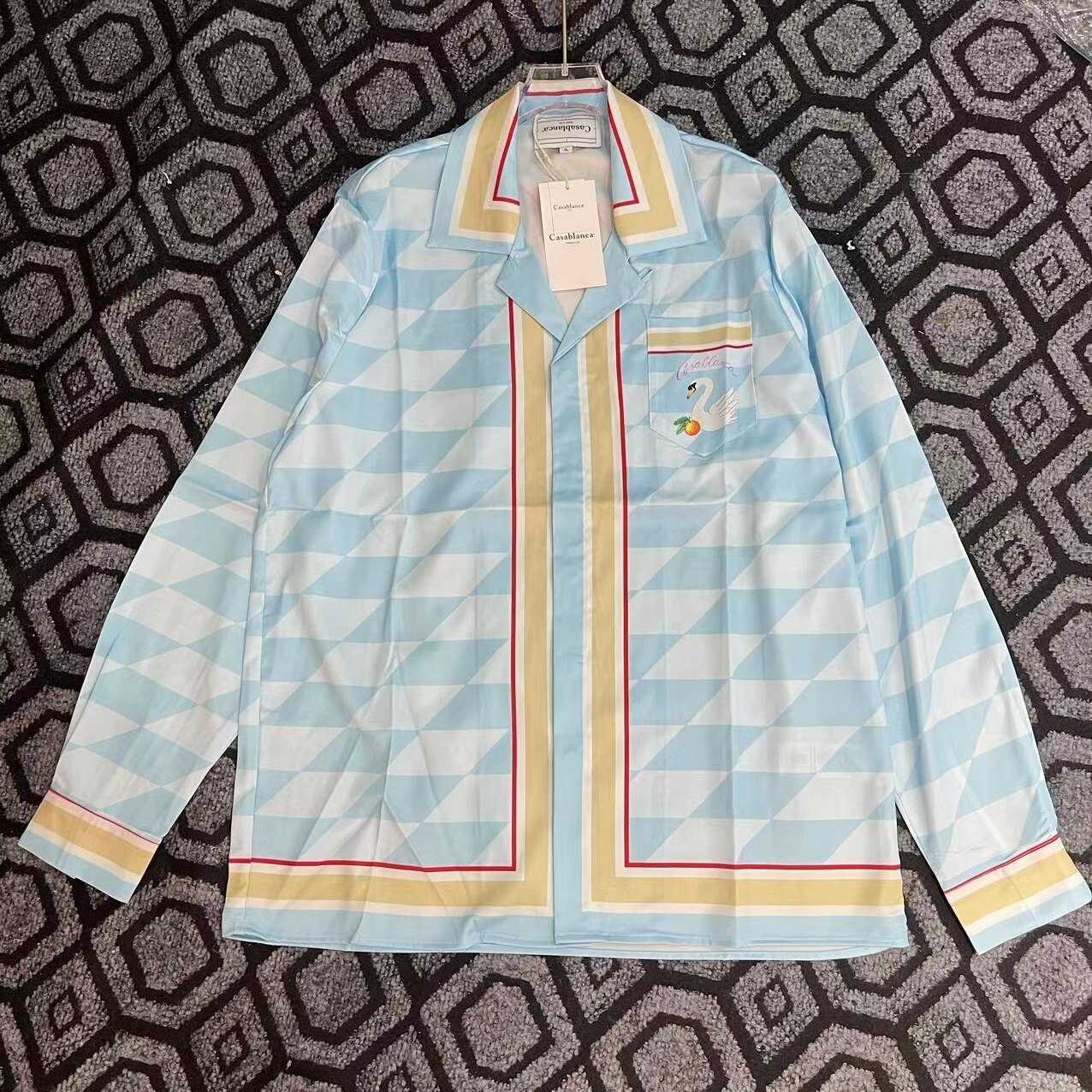 Casablanca Damiers Et Cygne Bleu Silk Twill Shirt - FashionPlug