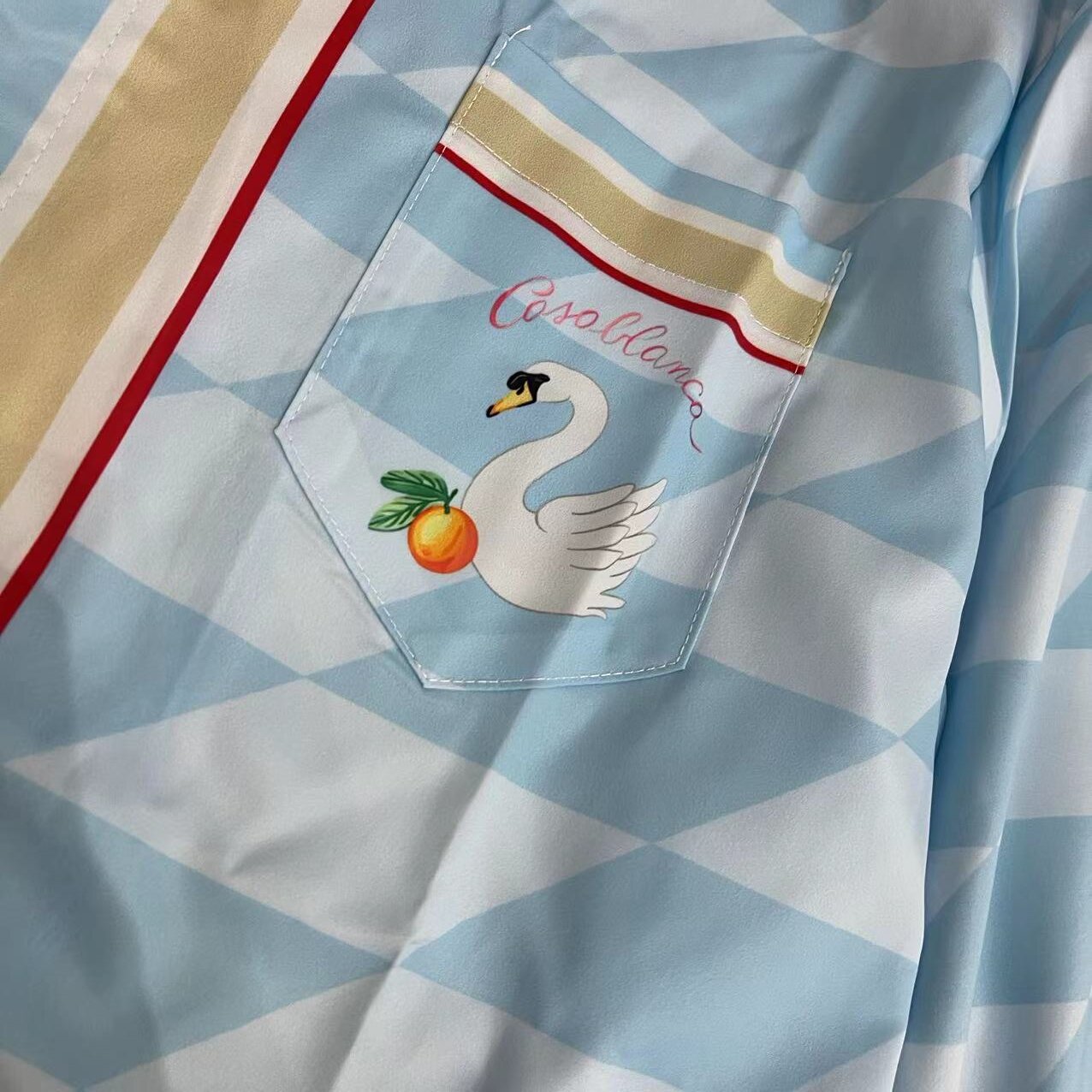 Casablanca Damiers Et Cygne Bleu Silk Twill Shirt - FashionPlug