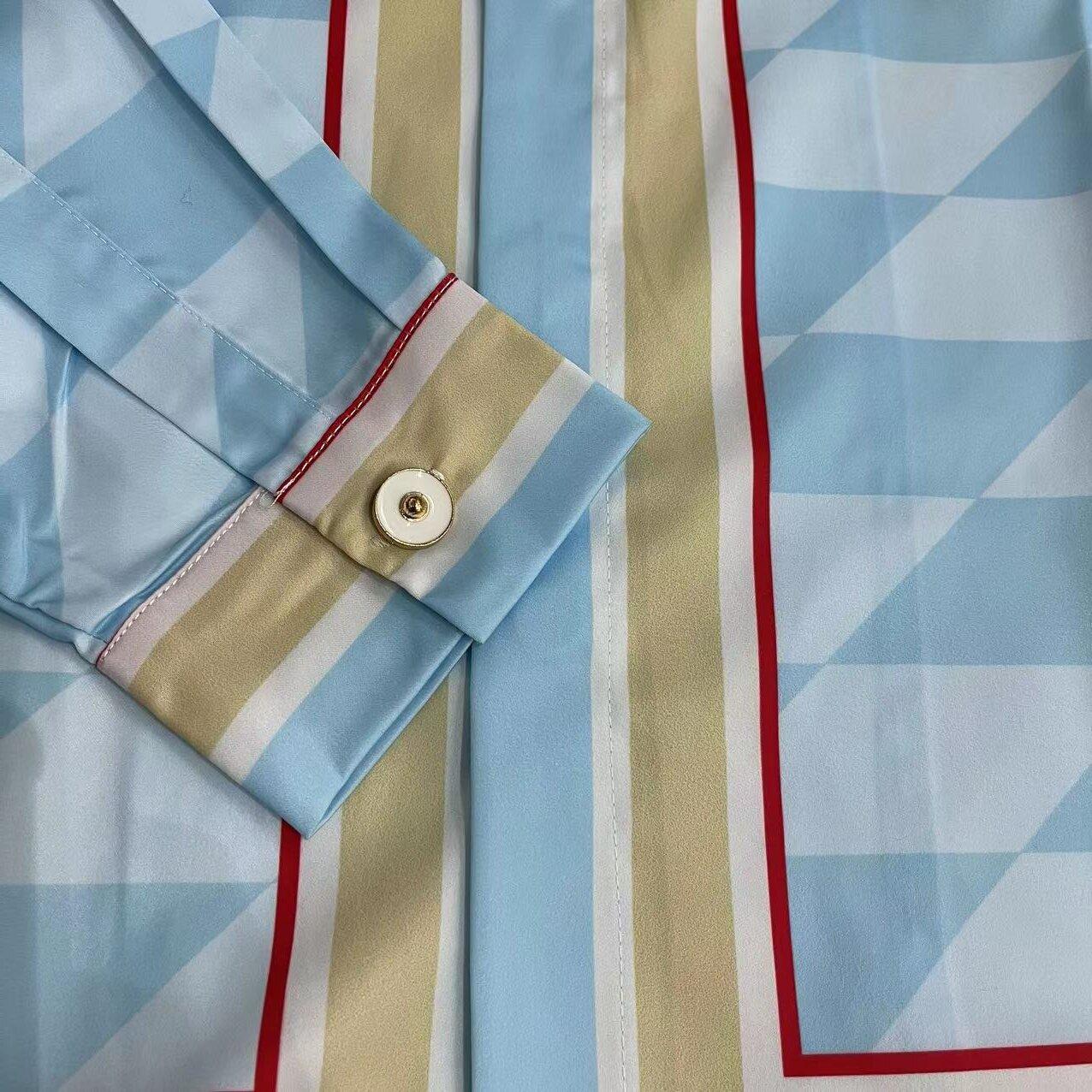 Casablanca Damiers Et Cygne Bleu Silk Twill Shirt - FashionPlug