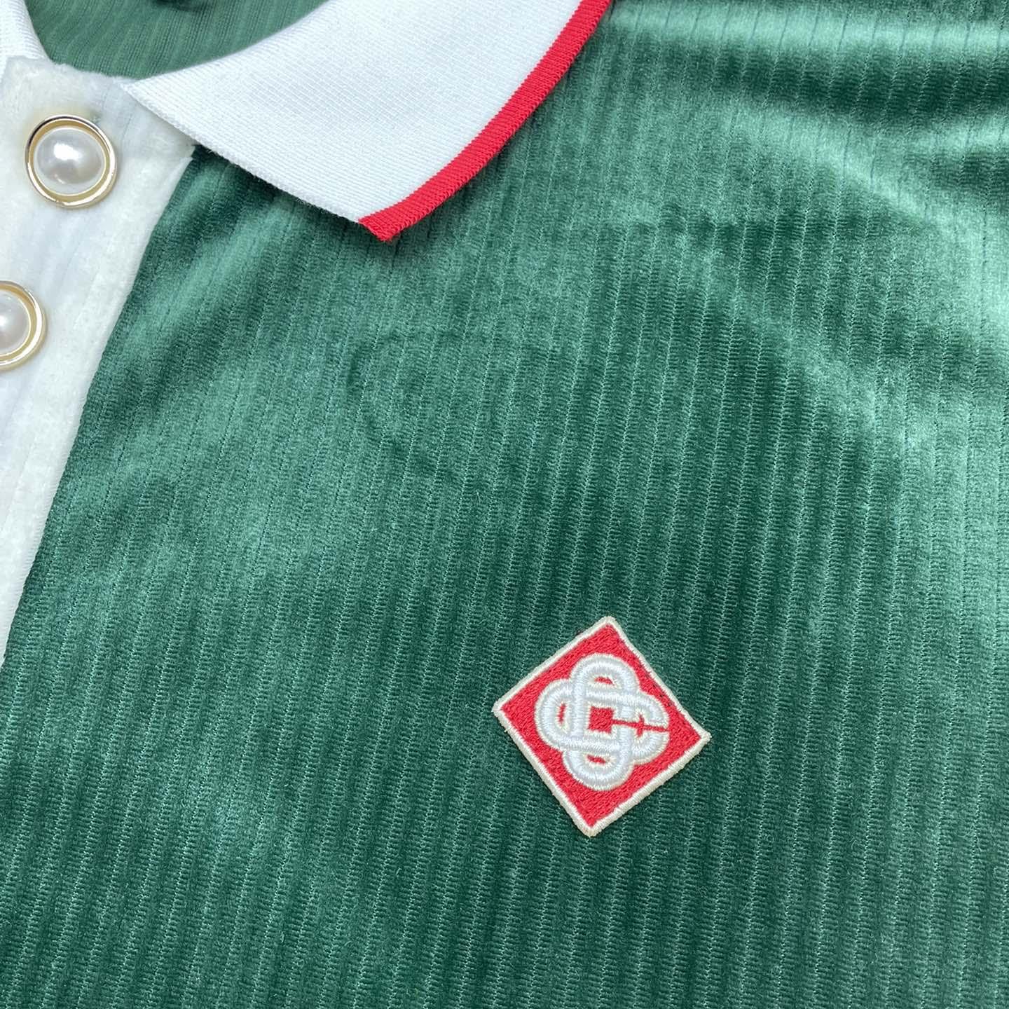Casablanca Rib Velour Polo Shirt   c877 - FashionPlug