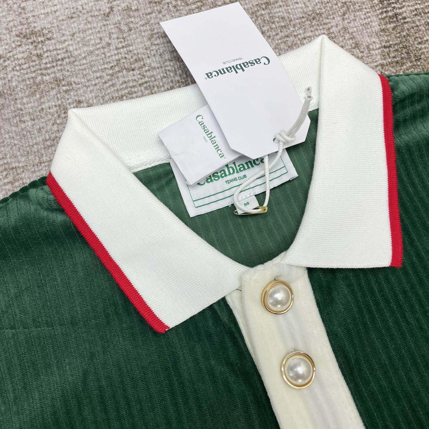 Casablanca Rib Velour Polo Shirt   c877 - FashionPlug