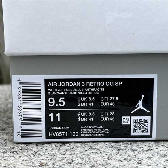A Ma Maniére x Air Jordan 3 OG SP “Diffused Blue”   HV8571-100  - FashionPlug