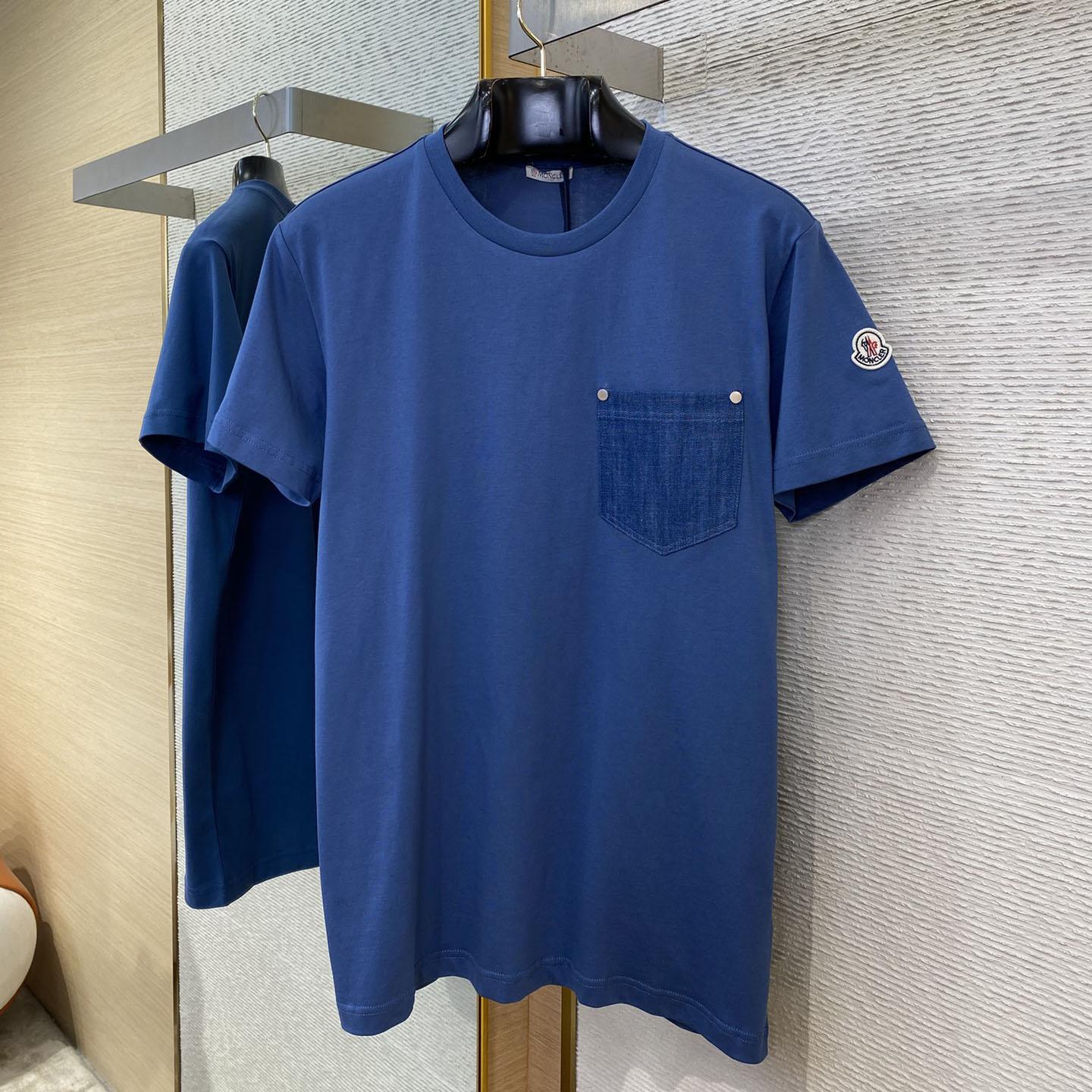 Moncler Cotton & Denim T-shirt With Pocket - FashionPlug