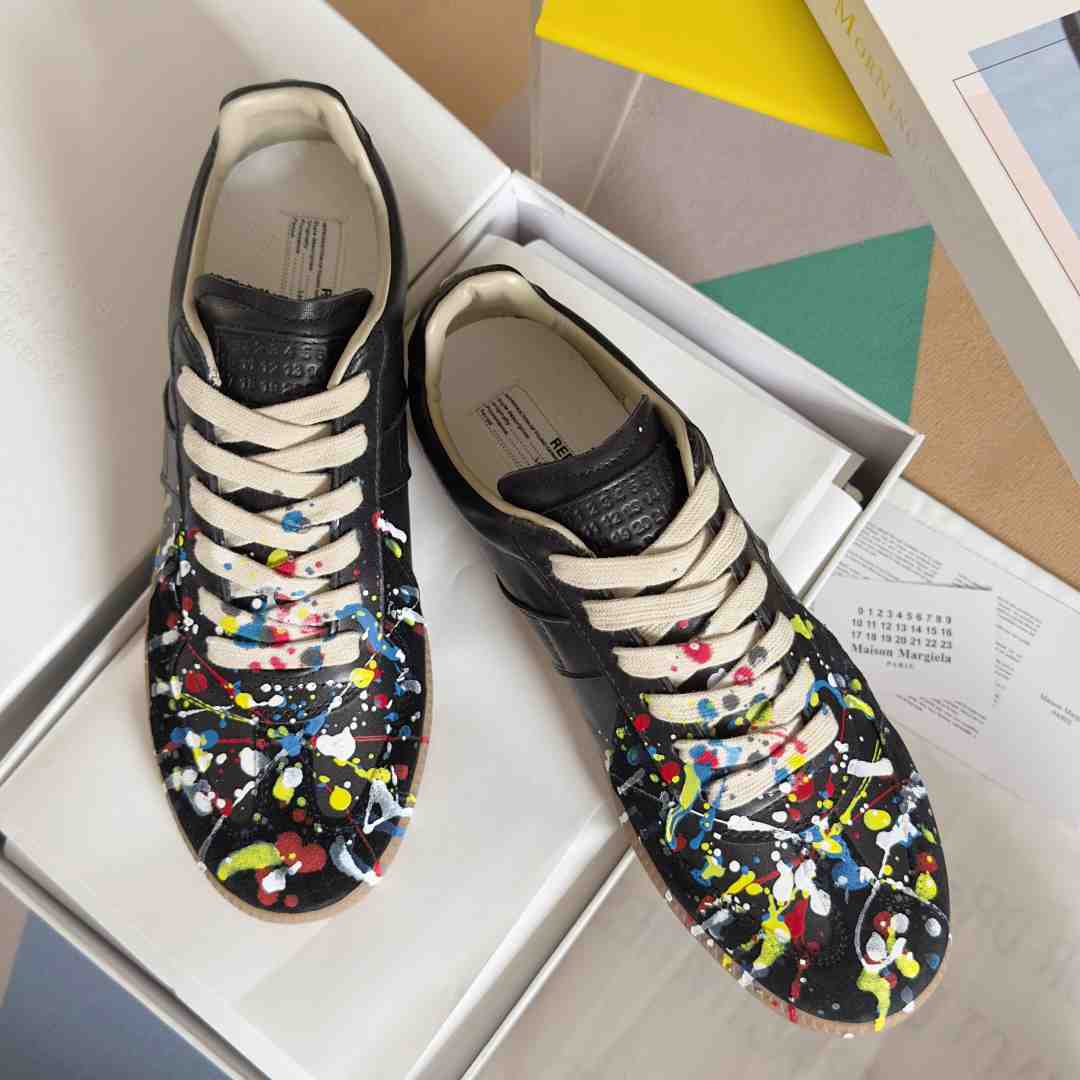 Maison Margiela Wmns Replica Low 'Paint Splatter - Black Pollock' - FashionPlug