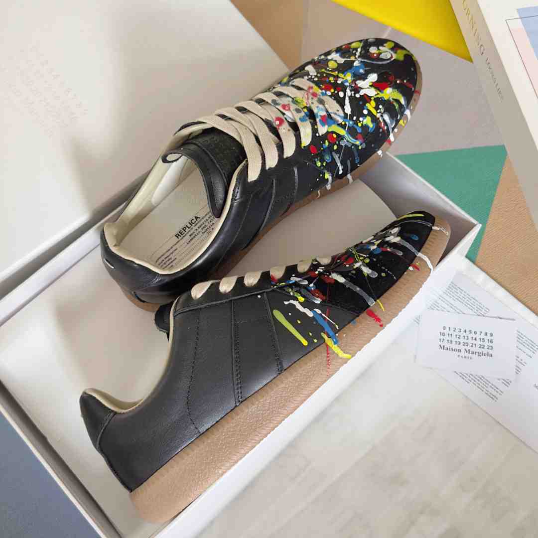 Maison Margiela Wmns Replica Low 'Paint Splatter - Black Pollock' - FashionPlug