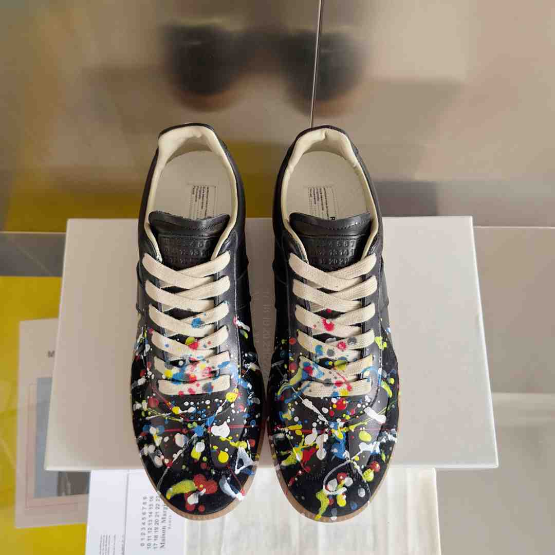 Maison Margiela Wmns Replica Low 'Paint Splatter - Black Pollock' - FashionPlug