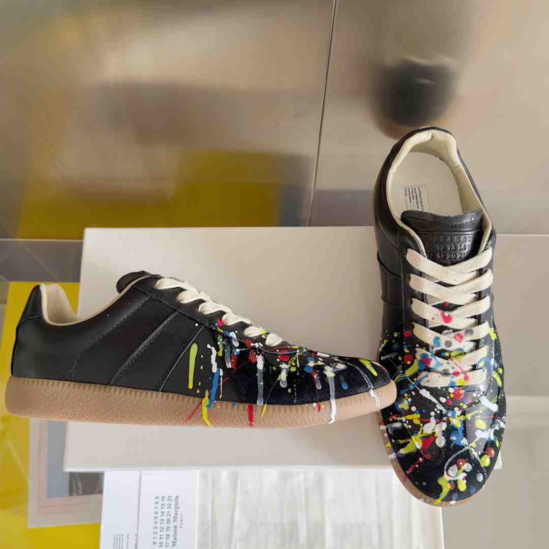 Maison Margiela Wmns Replica Low 'Paint Splatter - Black Pollock' - FashionPlug