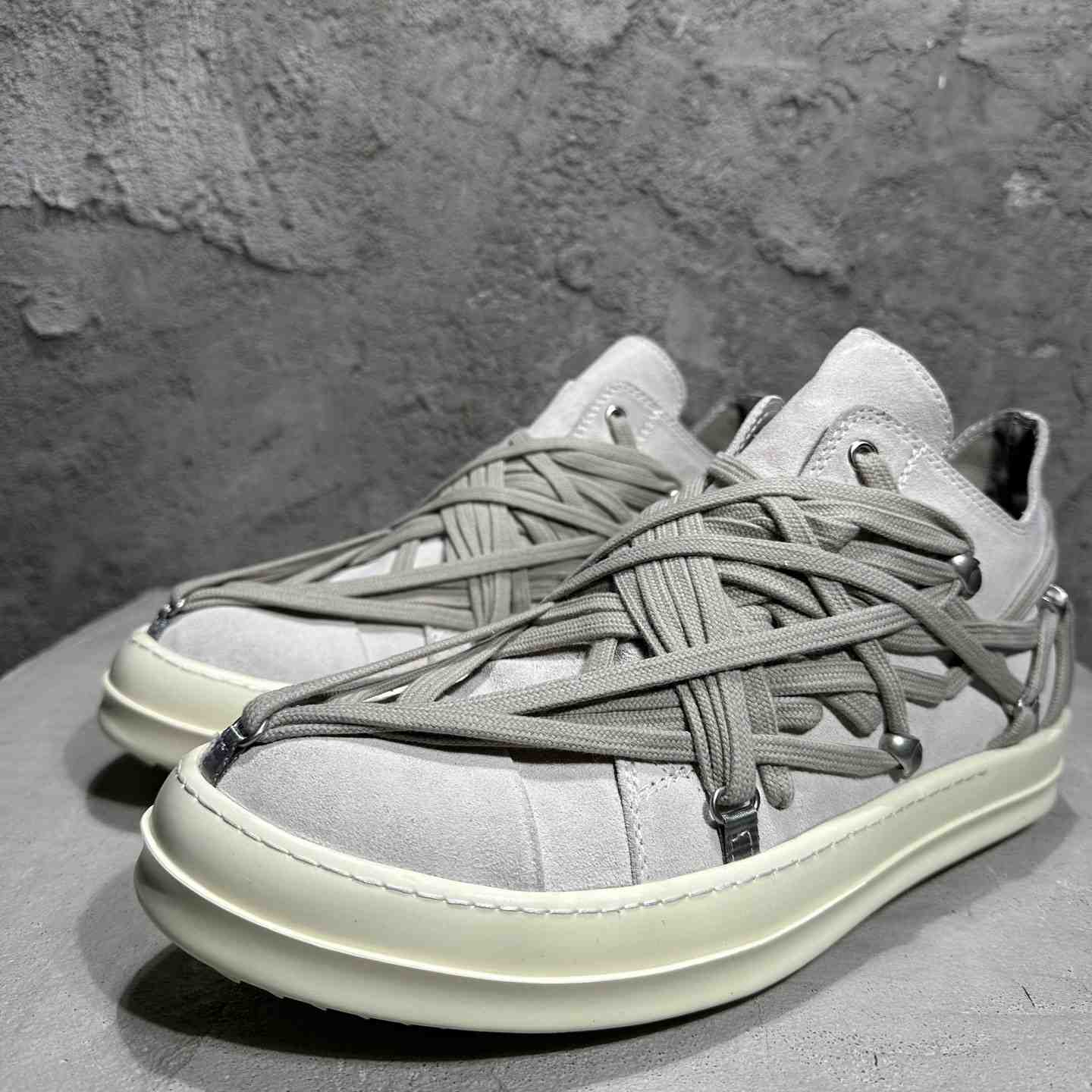 Rick Owens Megalaced Low Sneaks  - FashionPlug