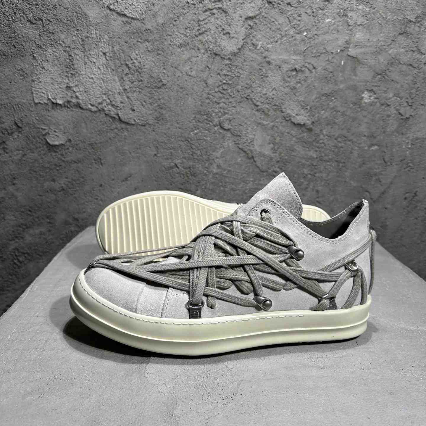 Rick Owens Megalaced Low Sneaks  - FashionPlug