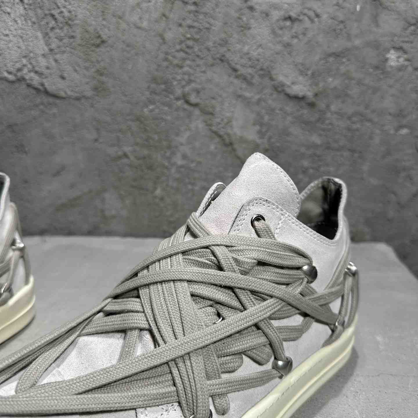 Rick Owens Megalaced Low Sneaks  - FashionPlug