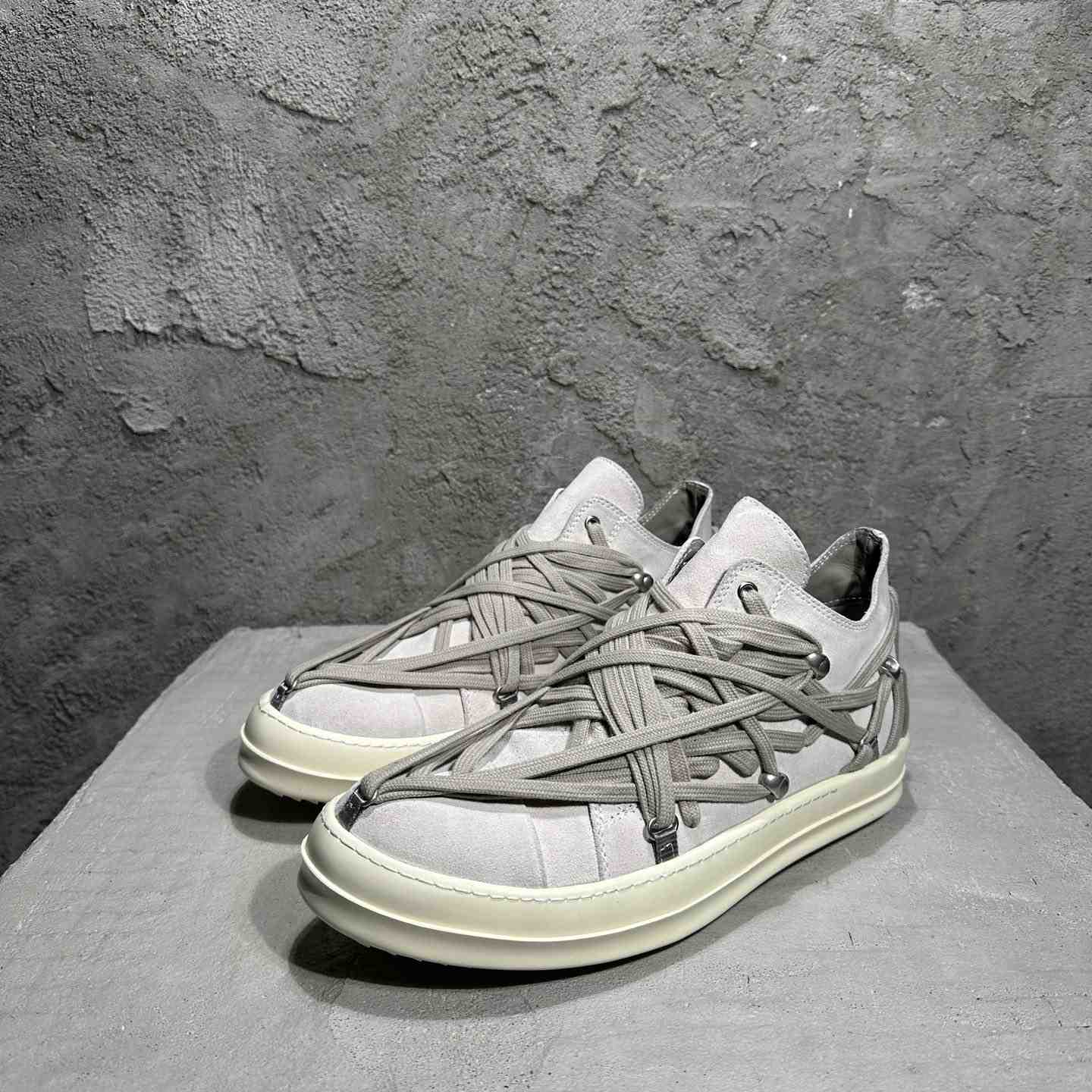 Rick Owens Megalaced Low Sneaks  - FashionPlug