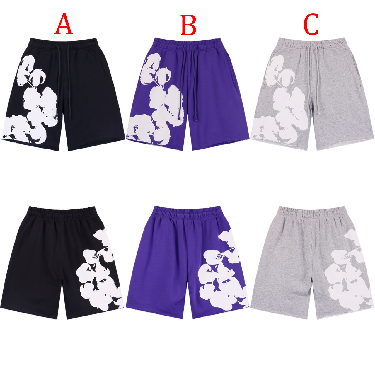 Denim Tears Big Cotton Wreath Sweat Shorts - FashionPlug