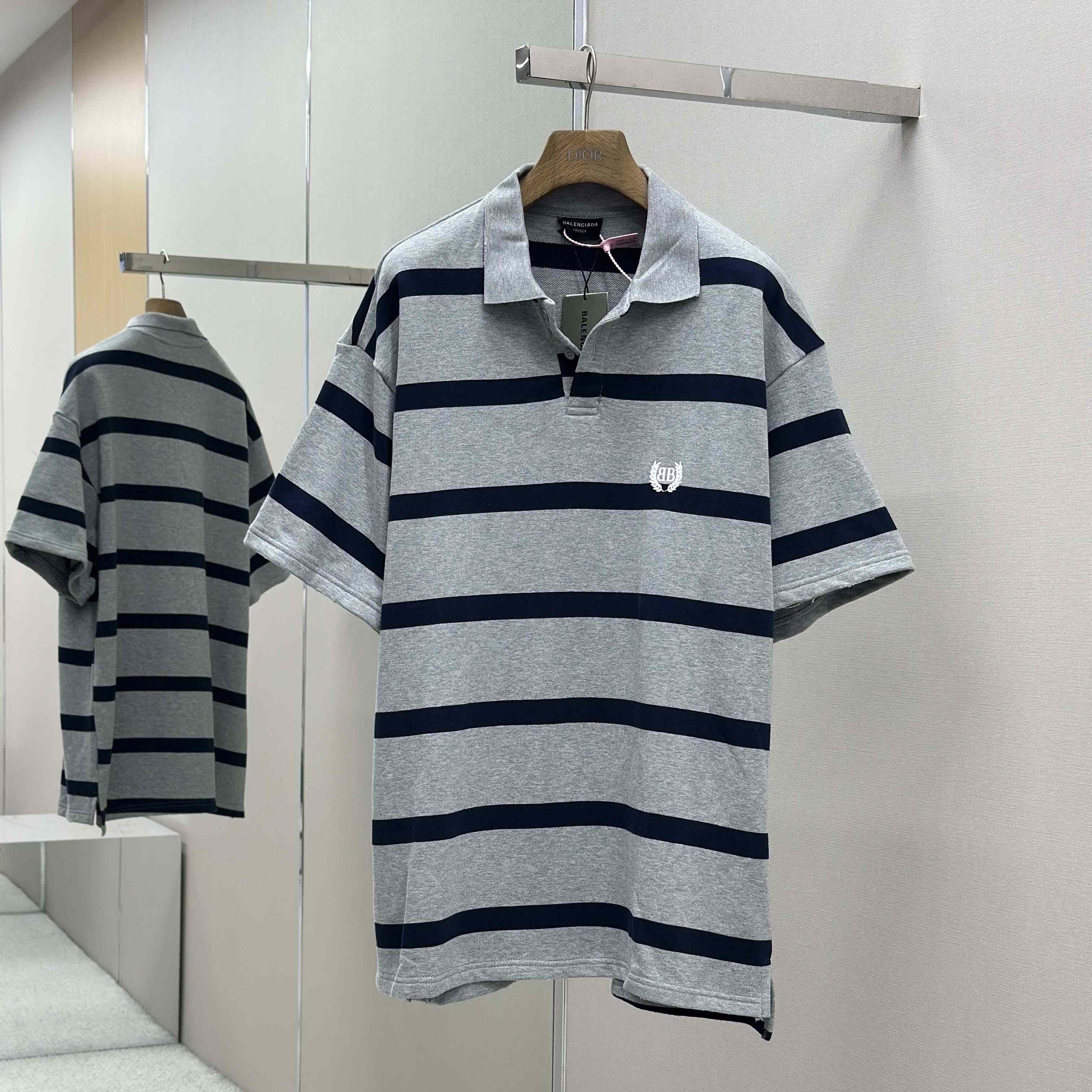 Balenciaga Laurel Classic Oversized Polo In Heavy Grey - FashionPlug