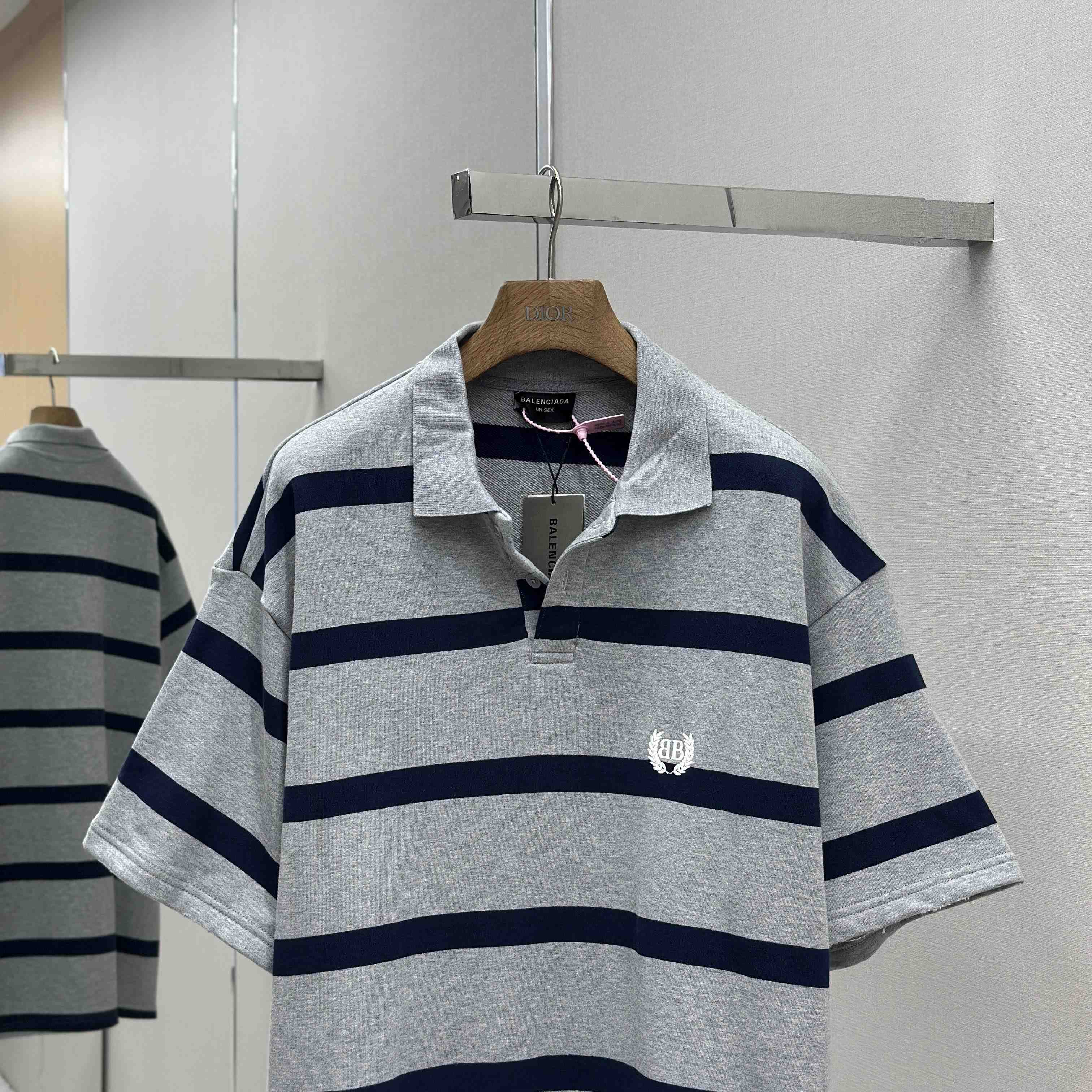 Balenciaga Laurel Classic Oversized Polo In Heavy Grey - FashionPlug
