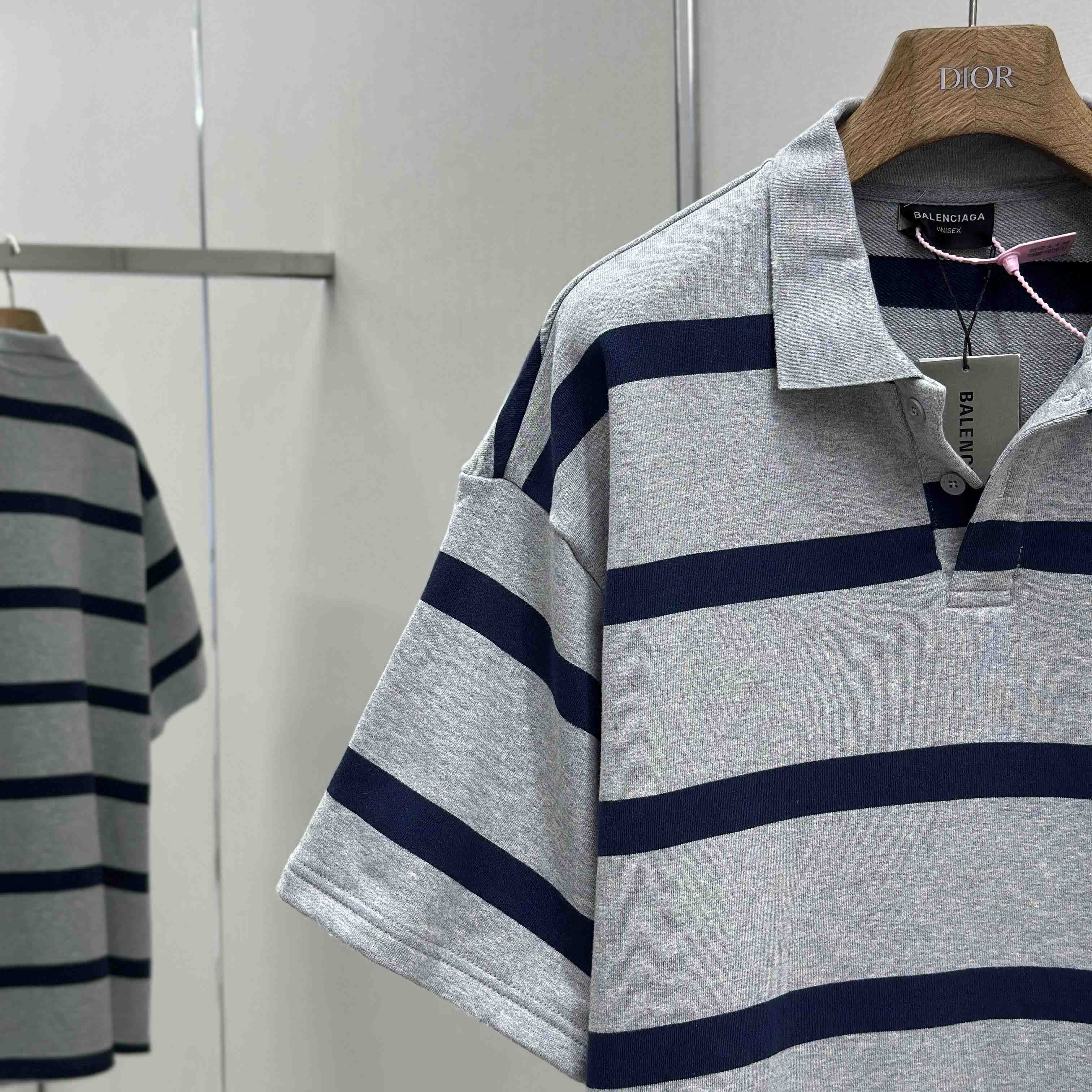 Balenciaga Laurel Classic Oversized Polo In Heavy Grey - FashionPlug