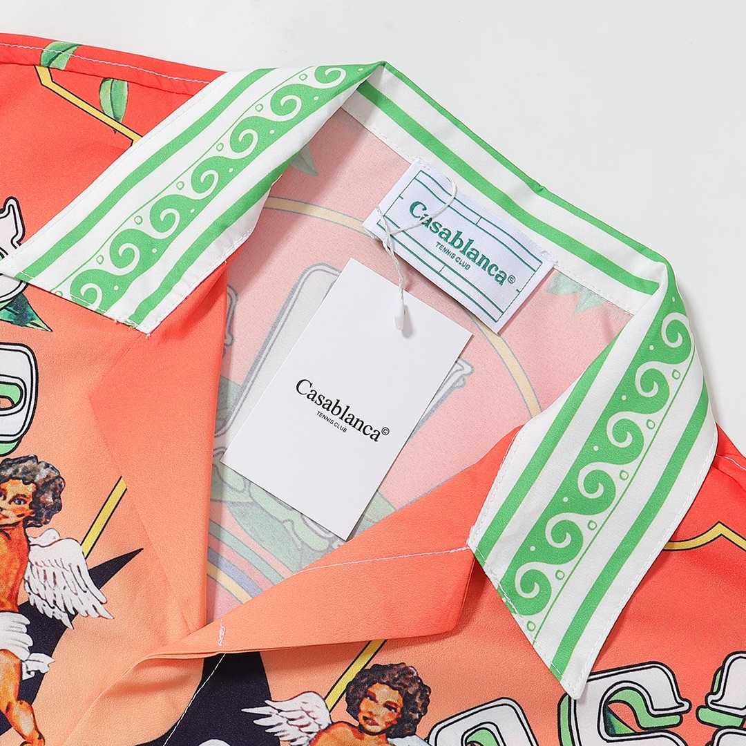 Casablanca Trophy Orange Linen Shirt  YF1228  (50% Off Sale) - FashionPlug
