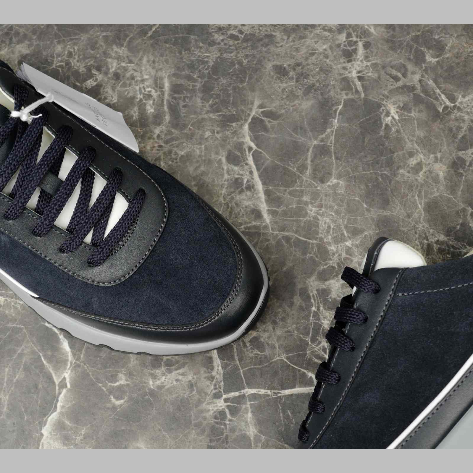 Brunello Cucinelli Washed Suede And Semi-polished Calfskin Runners  - FashionPlug