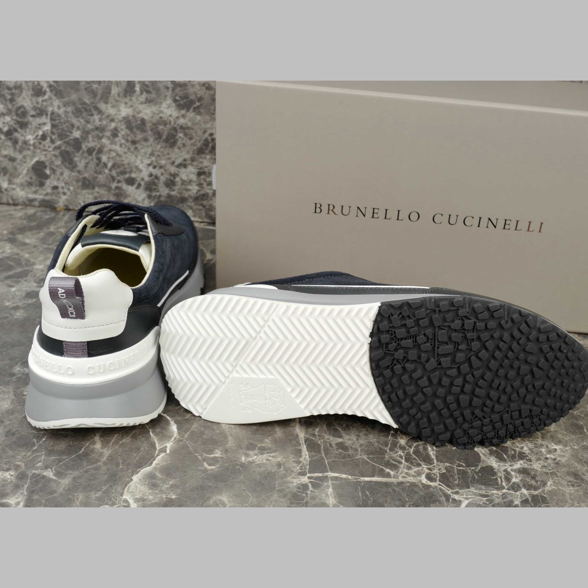 Brunello Cucinelli Washed Suede And Semi-polished Calfskin Runners  - FashionPlug