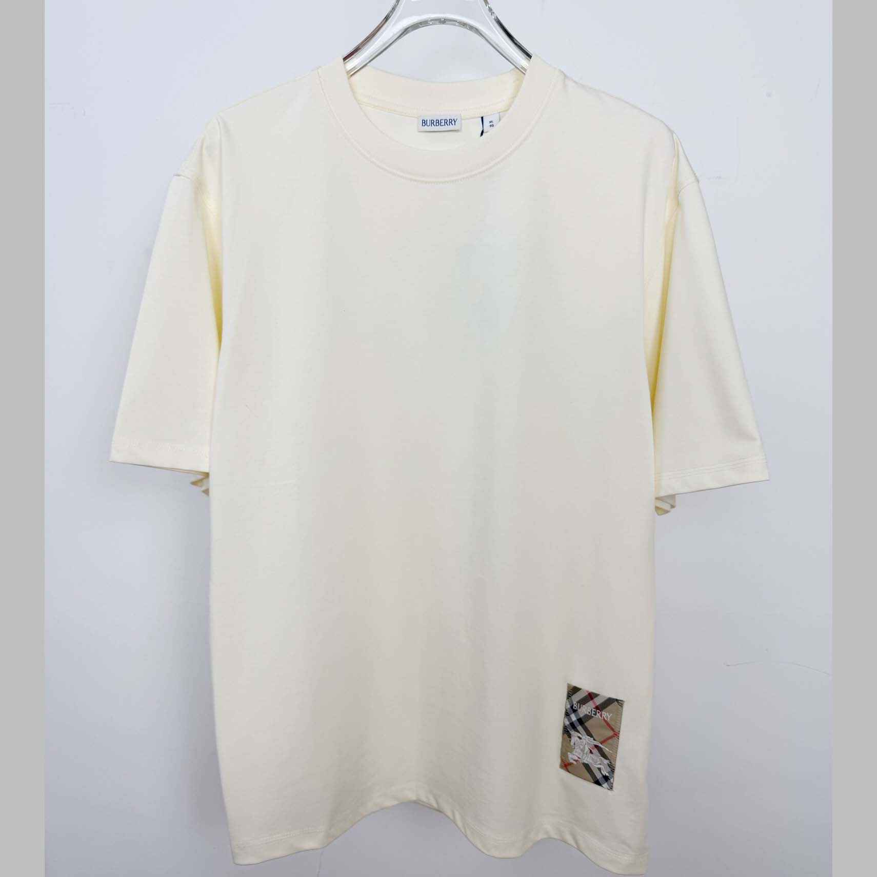 Burberry Check Label Cotton T-shirt  - FashionPlug
