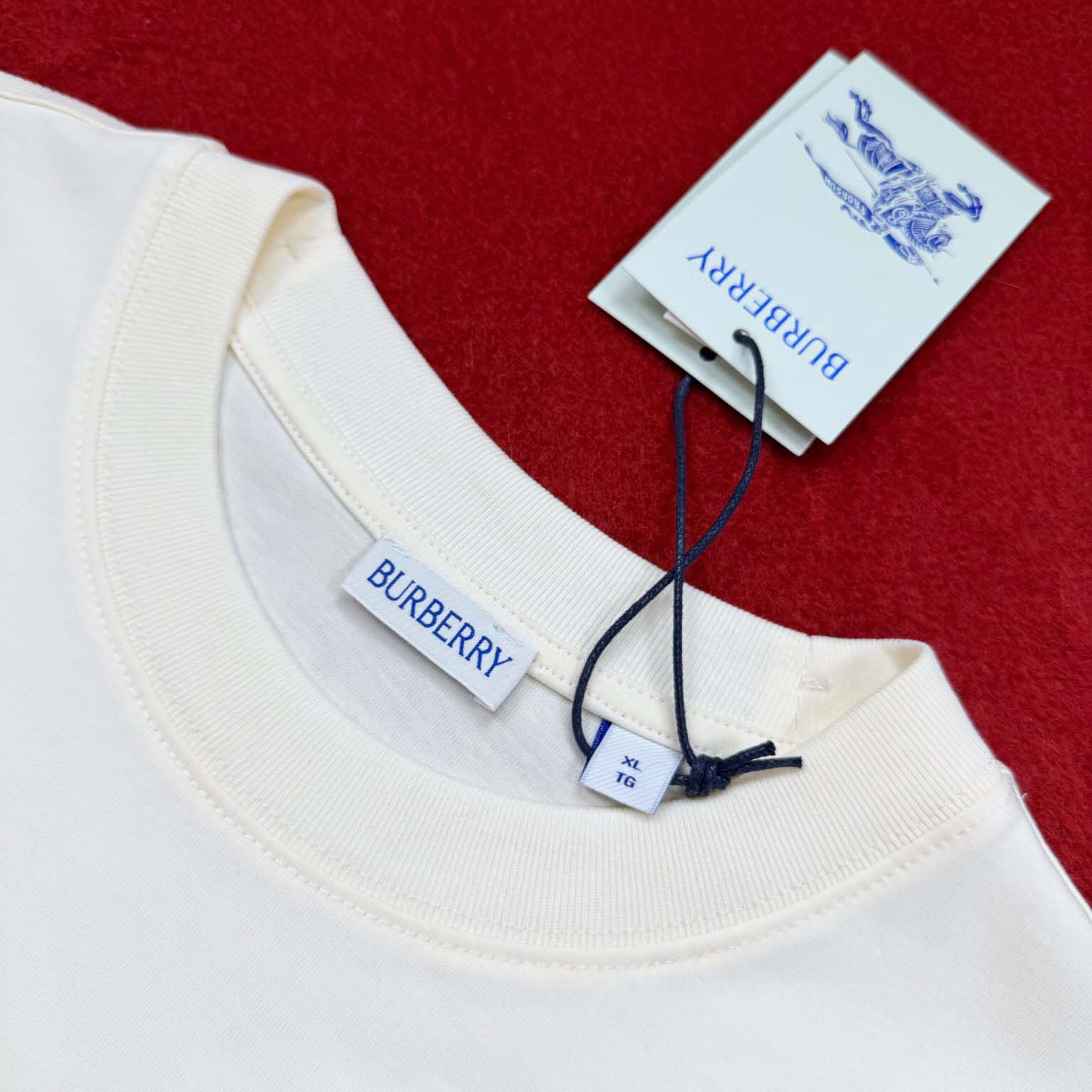 Burberry Check Label Cotton T-shirt  - FashionPlug