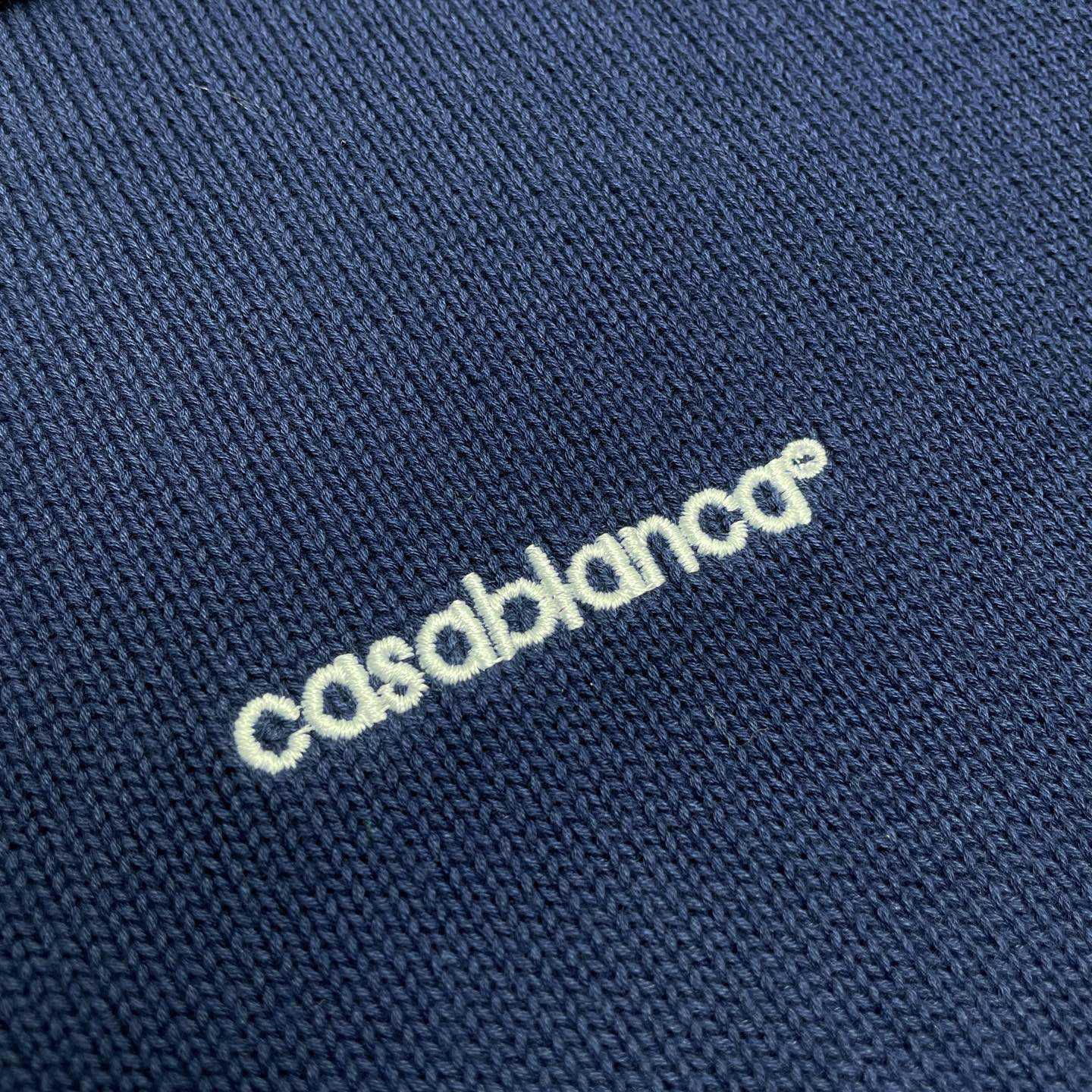 Casablanca Merino Wool T-shirt With Striped Collar In Blue   D0089 - FashionPlug