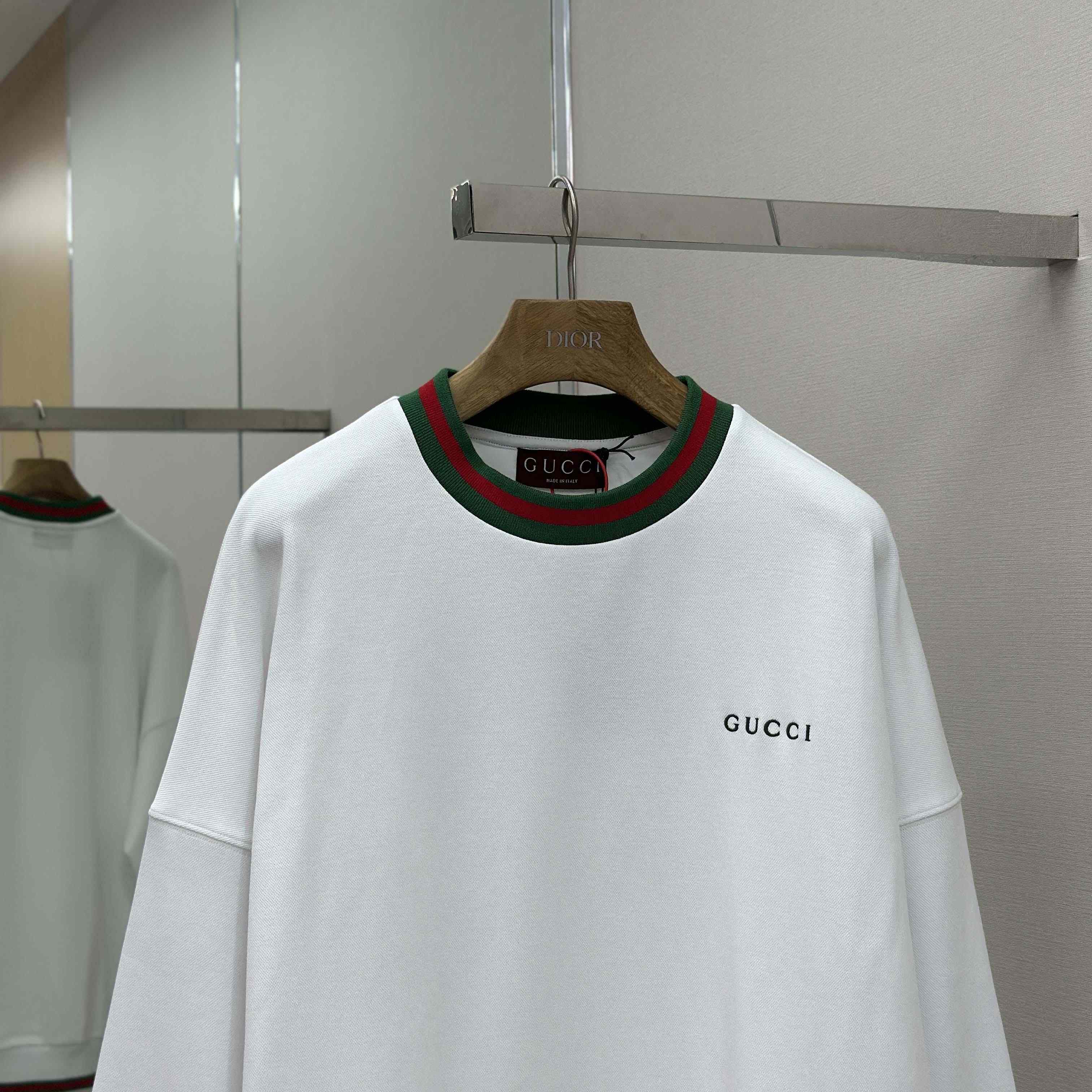 Gucci Cotton Piquet Sweatshirt With Web - FashionPlug