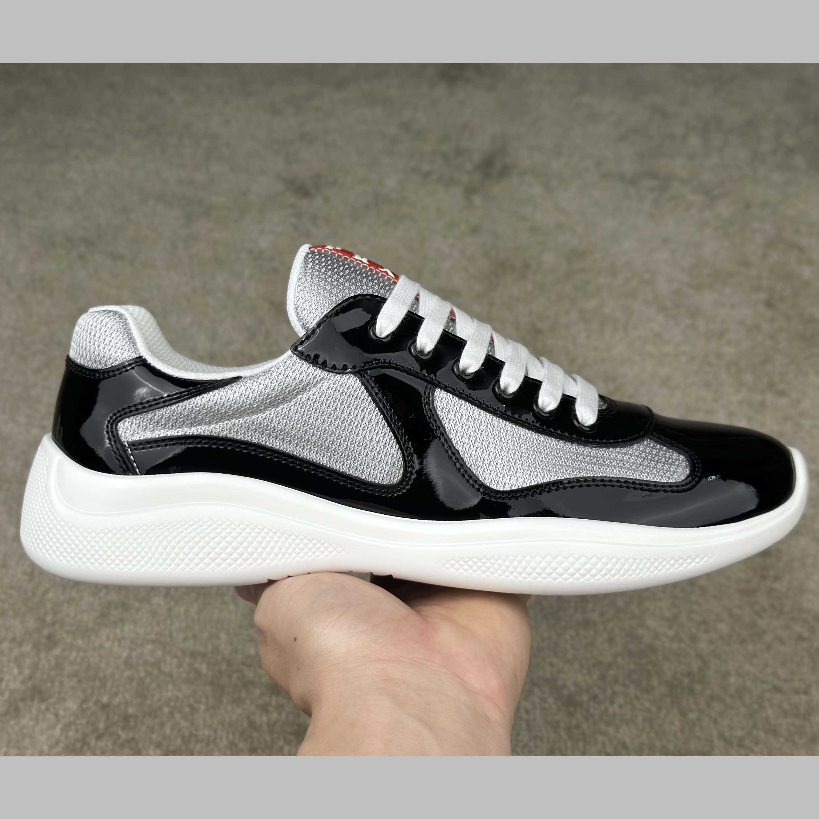 Prada Patent Leather And Technical Fabric Prada America's Cup Sneakers - FashionPlug