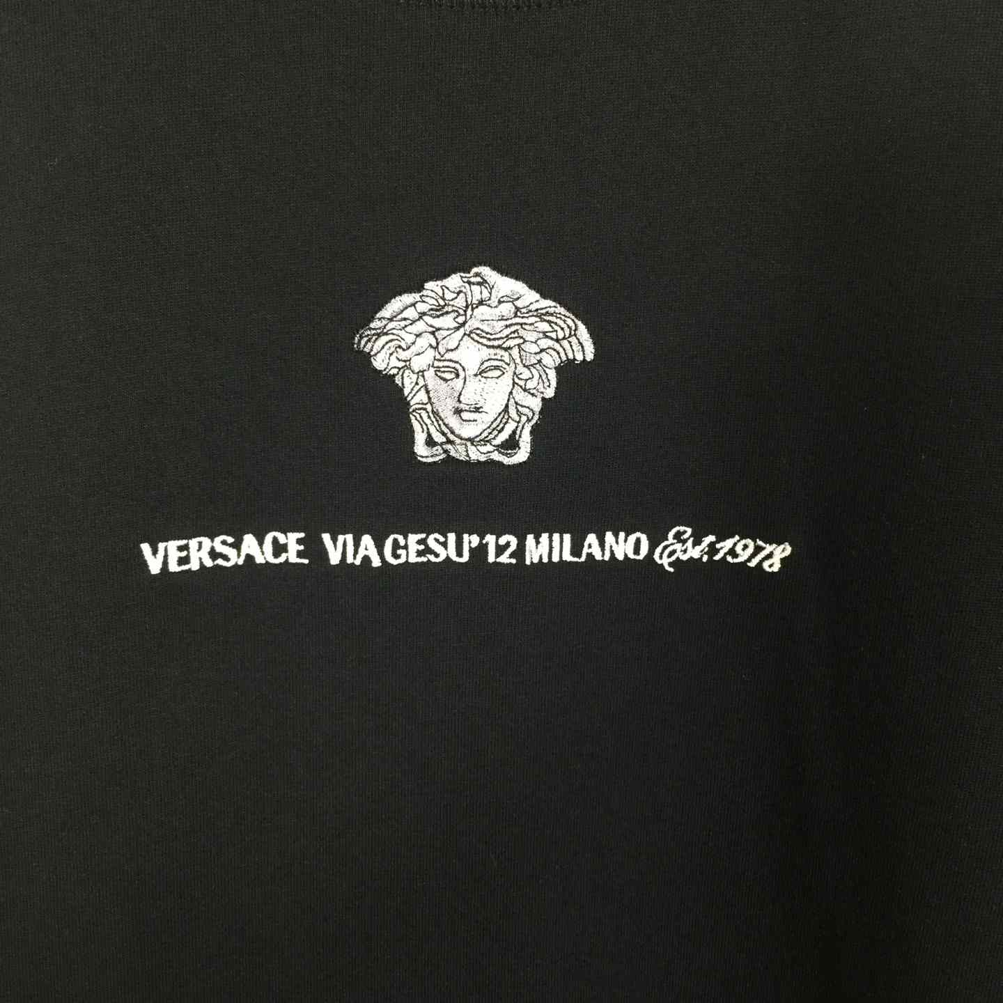 Versace  Embroidered Medusa Milano T-Shirt - FashionPlug