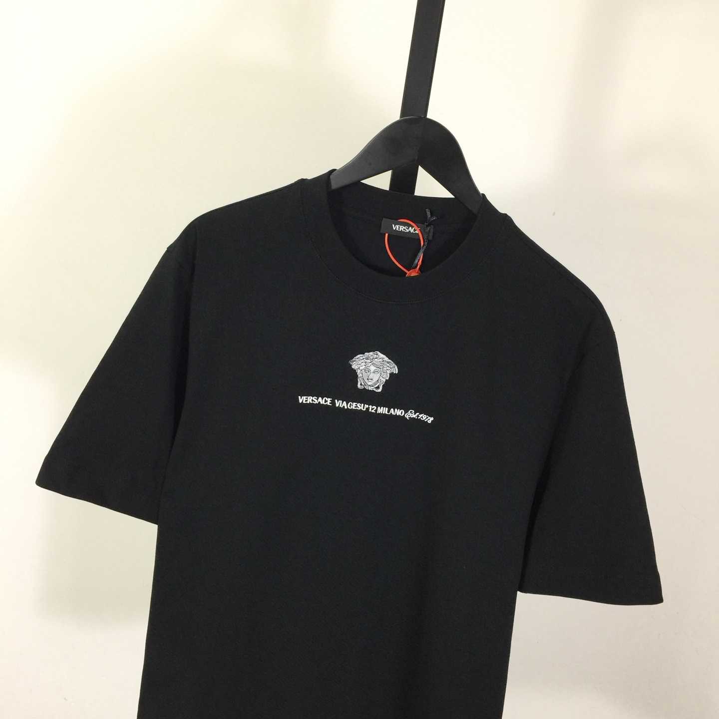 Versace  Embroidered Medusa Milano T-Shirt - FashionPlug