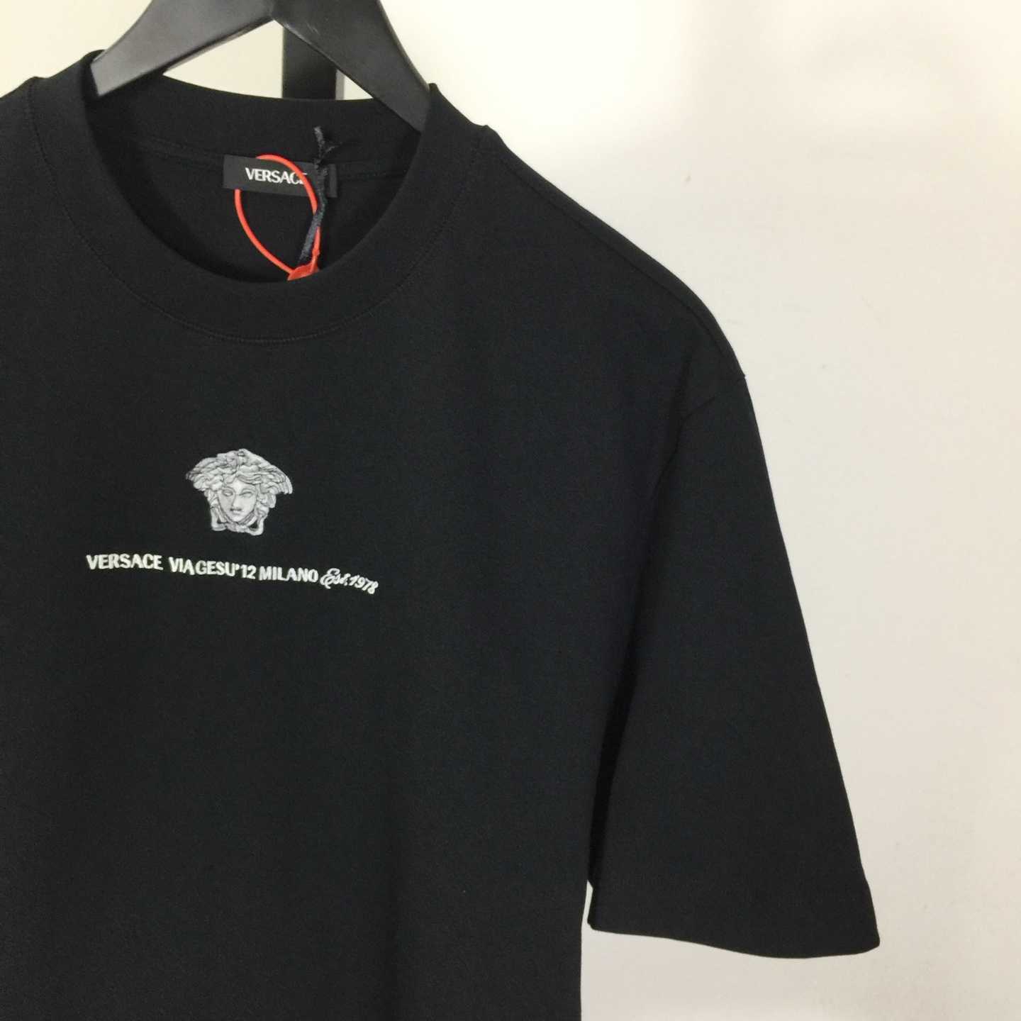 Versace  Embroidered Medusa Milano T-Shirt - FashionPlug