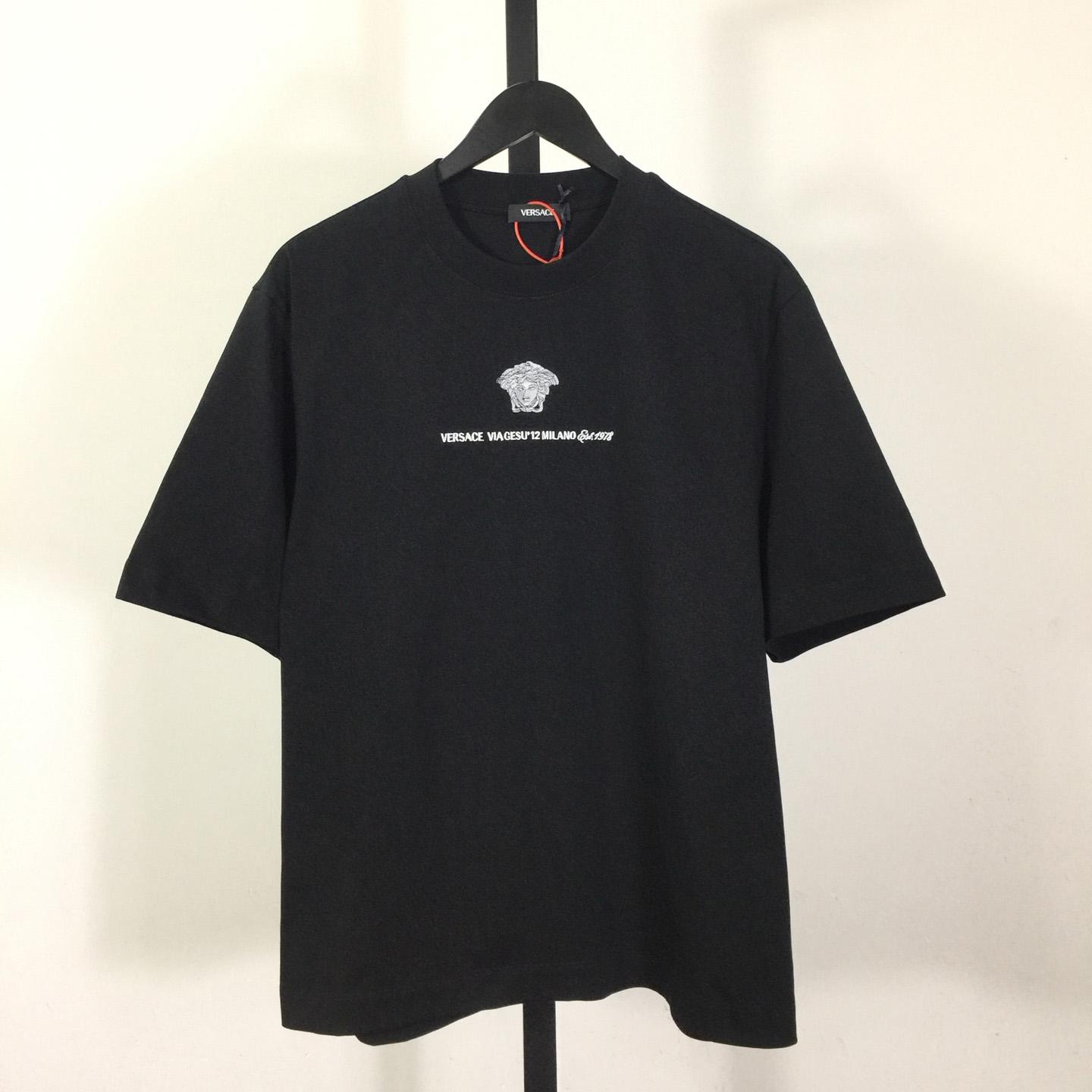 Versace  Embroidered Medusa Milano T-Shirt - FashionPlug