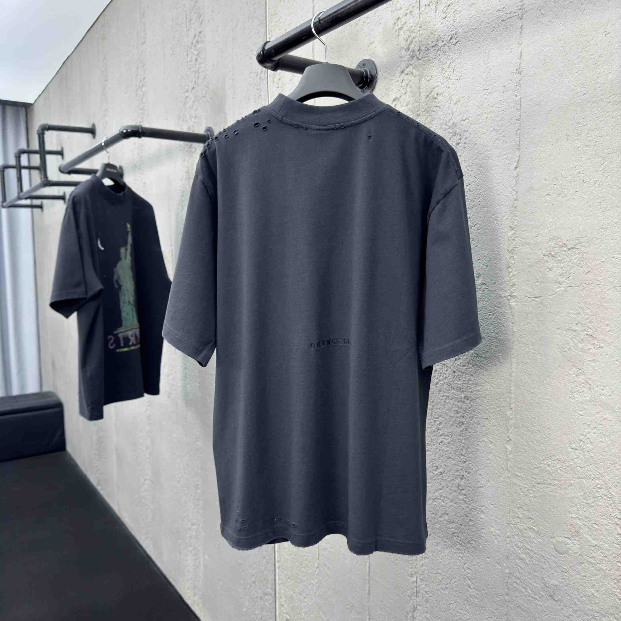 Balenciaga Paris Liberty T-Shirt Medium Fit In Black Vintage Jersey - FashionPlug